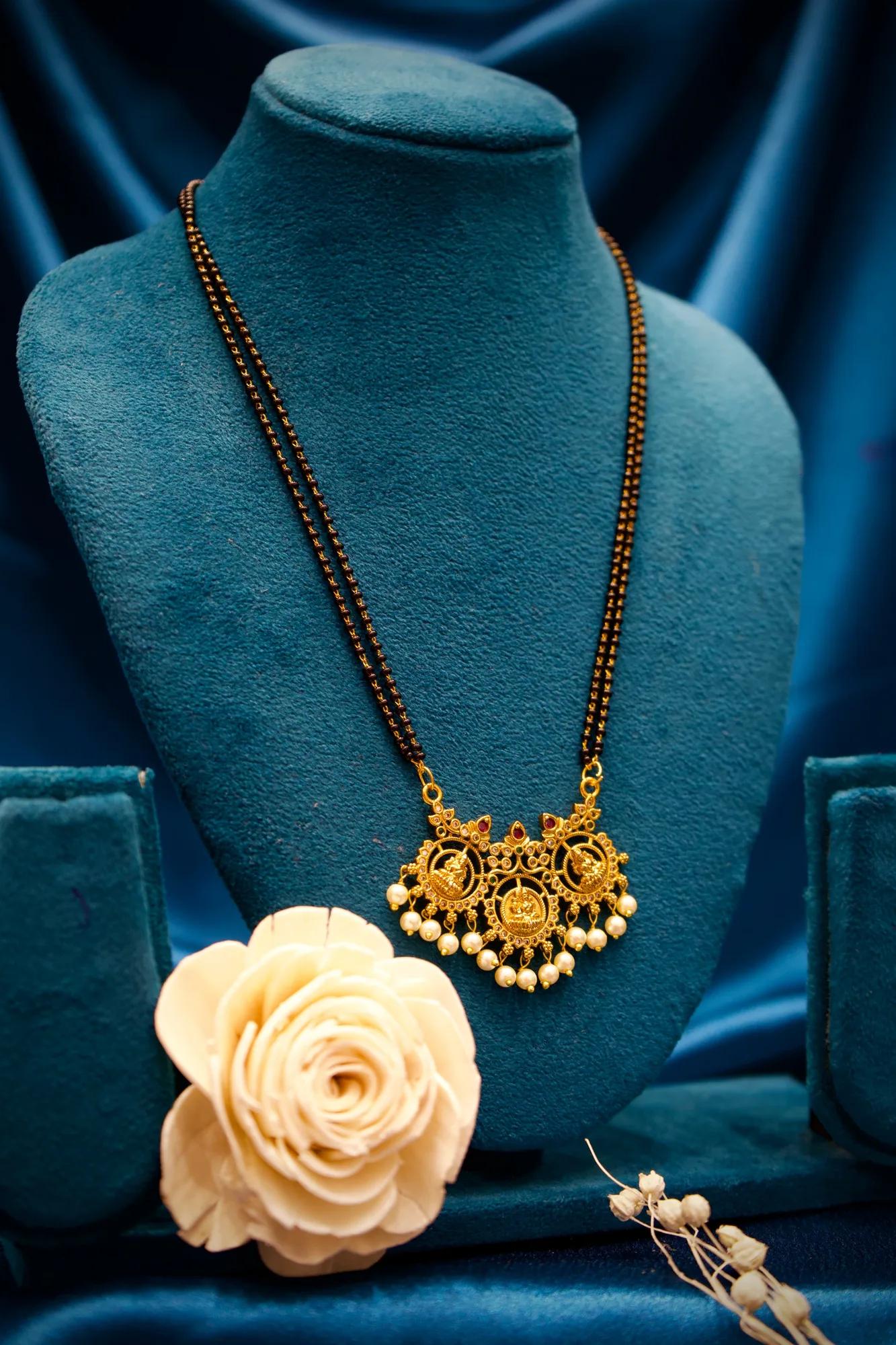 Lakshmi Temple Pearl Drop Designer Mangalsutra