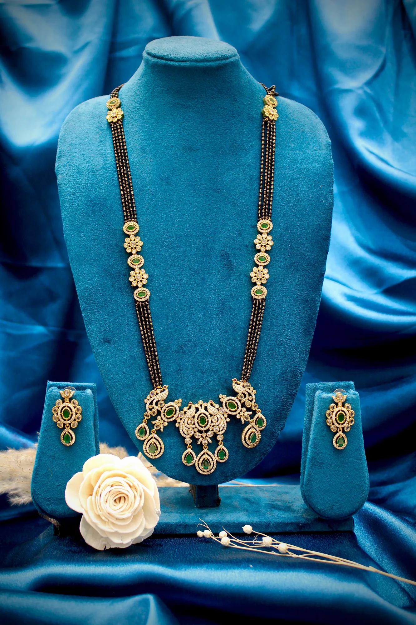 Emerald Victorian Mangalsutra Necklace Set