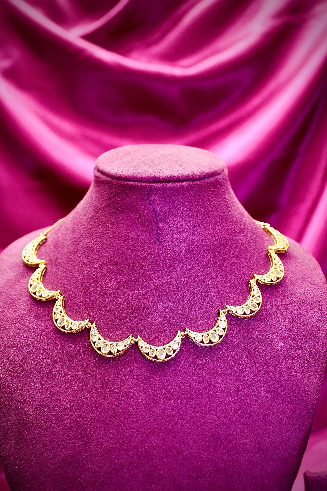 Crescent Kundan Necklace Set