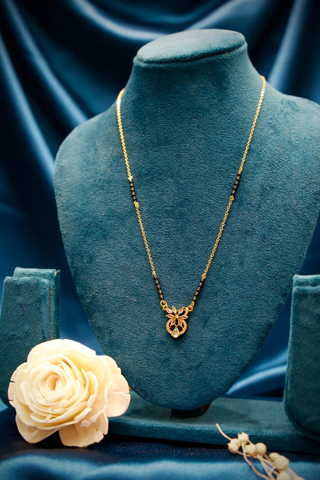 Butterfly Charm Diamond Cut Mangalsutra Necklace
