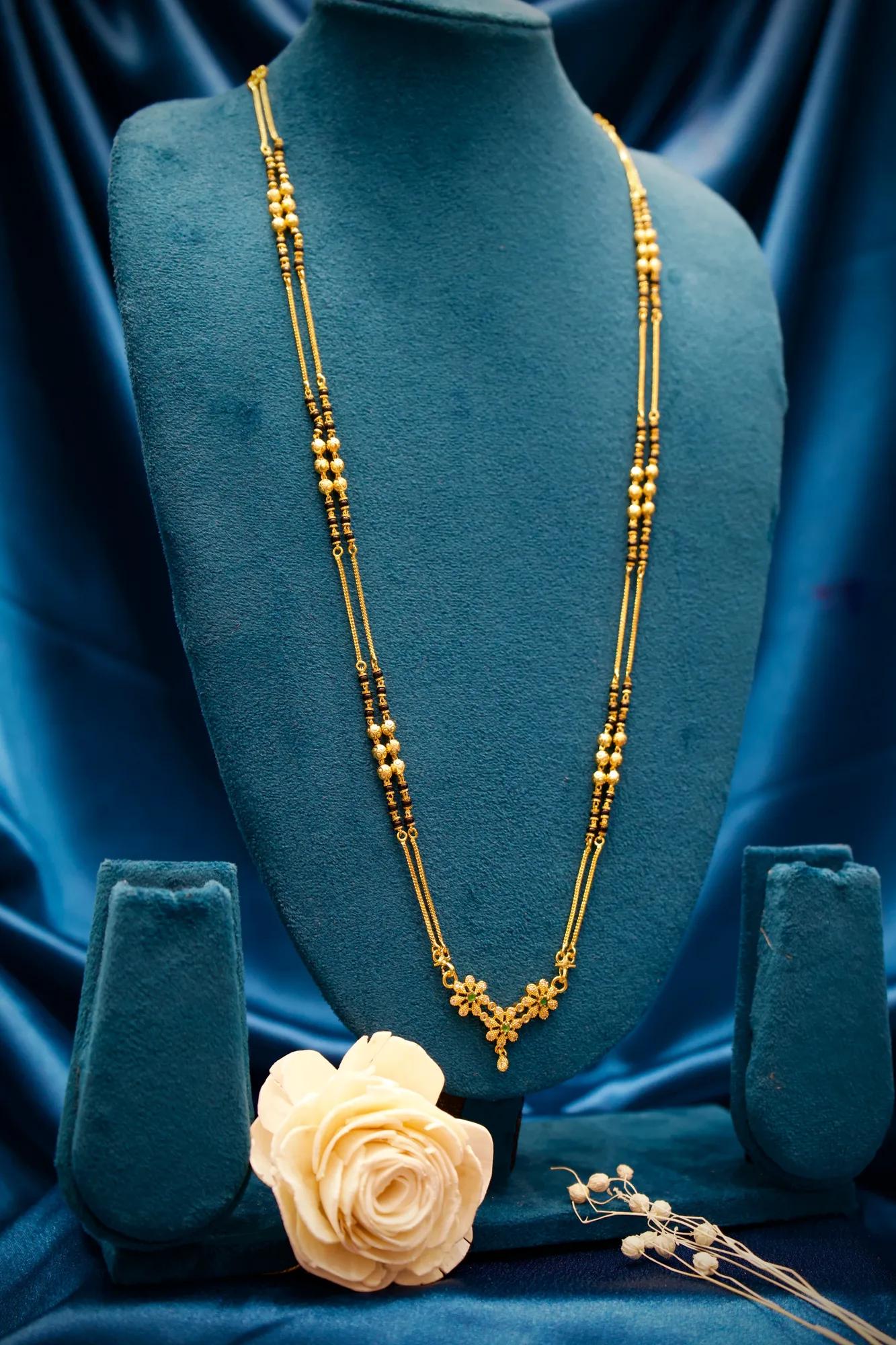 Elegant Floral V-Shape Long Mangalsutra