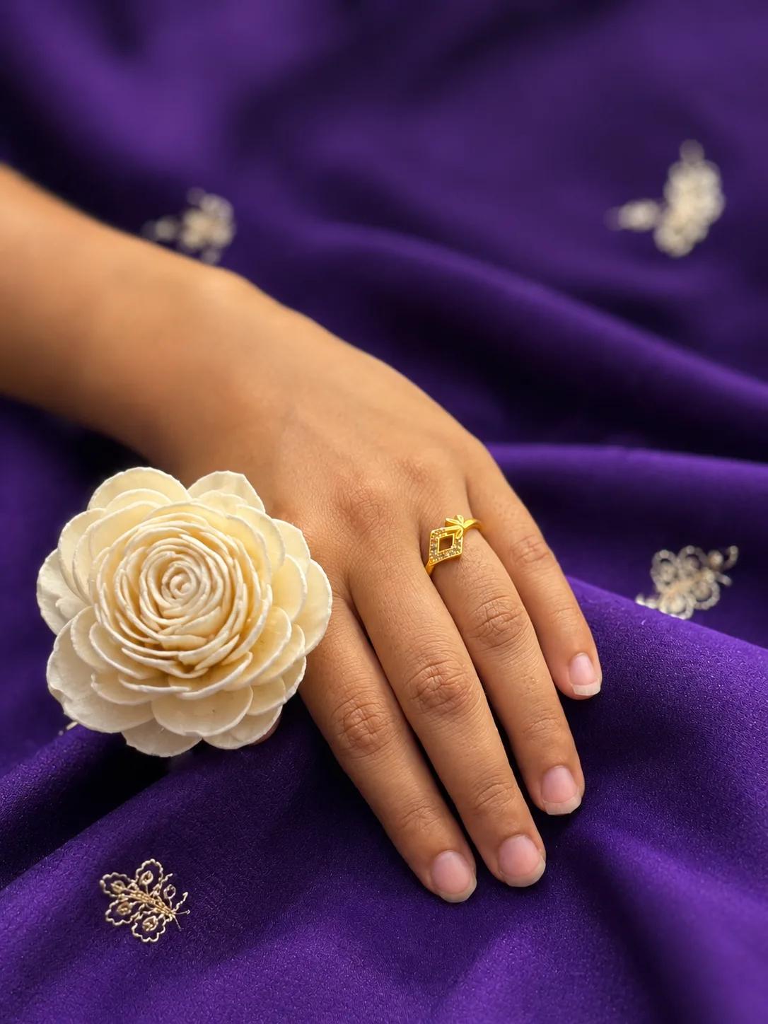 Diamond Frame Gold Ring