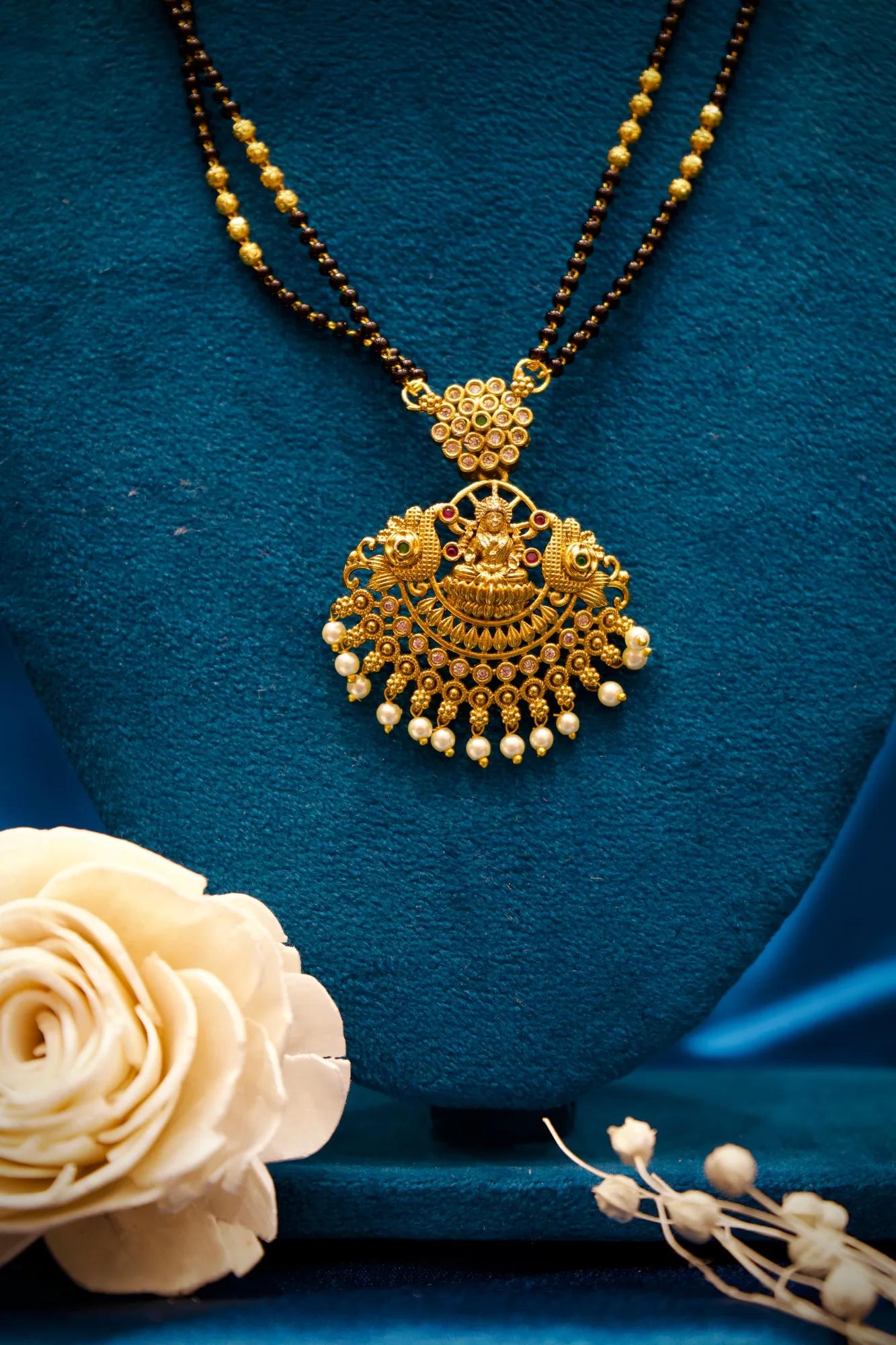 Royal Lakshmi Peacock Temple Mangalsutra Necklace