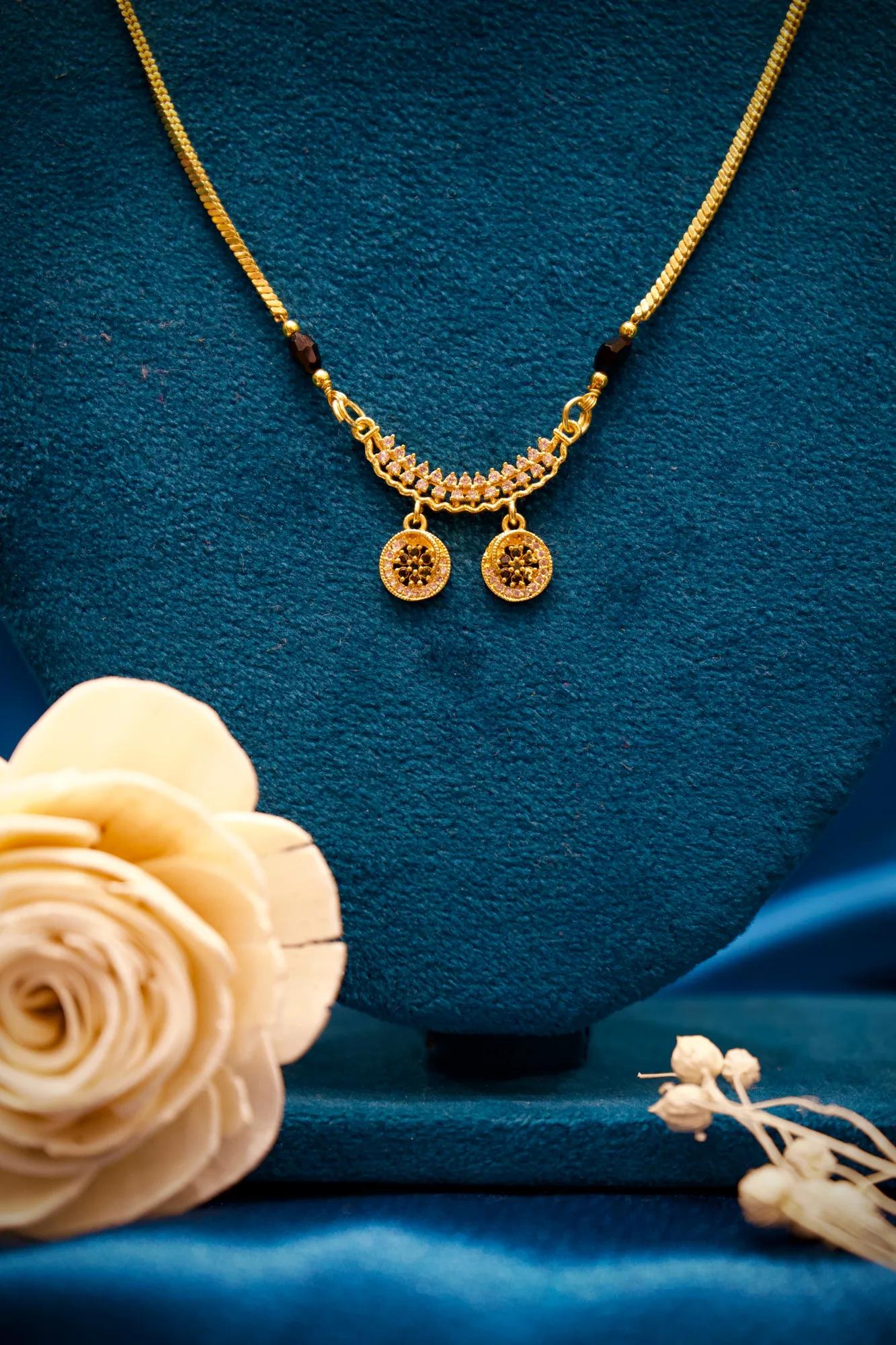 Graceful Stone-Studded Dual Charm Mangalsutra