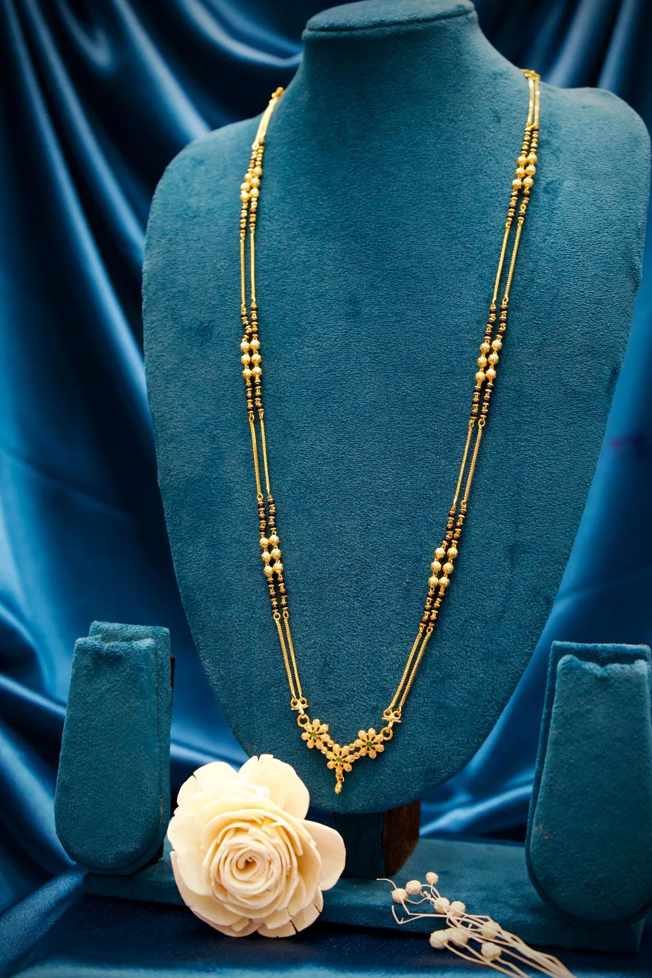 Elegant Floral V-Shape Long Mangalsutra