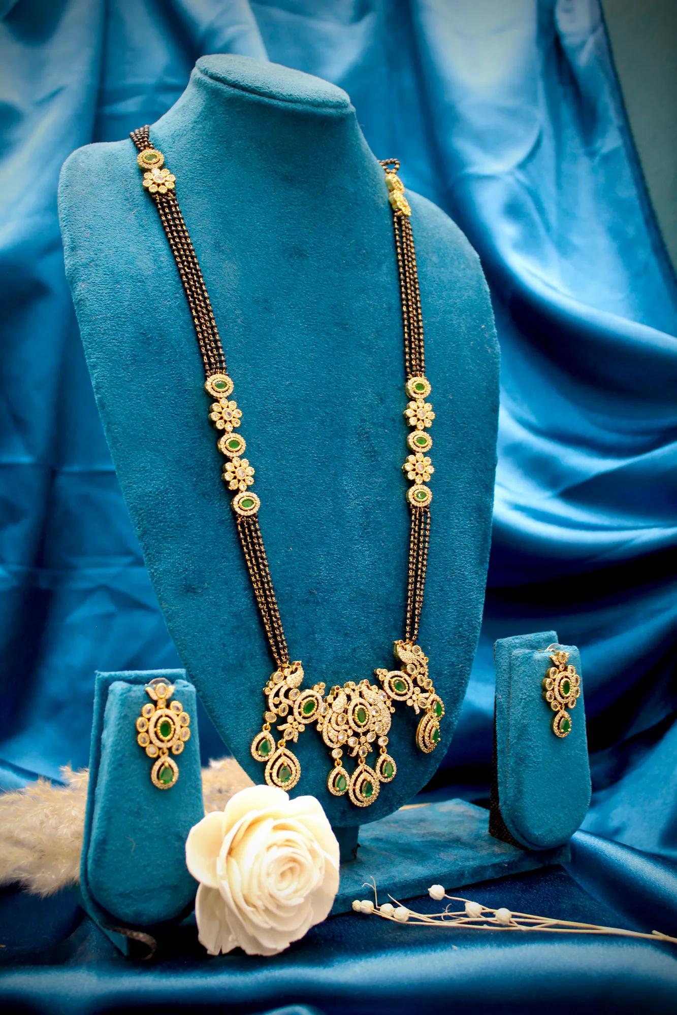 Emerald Victorian Mangalsutra Necklace Set