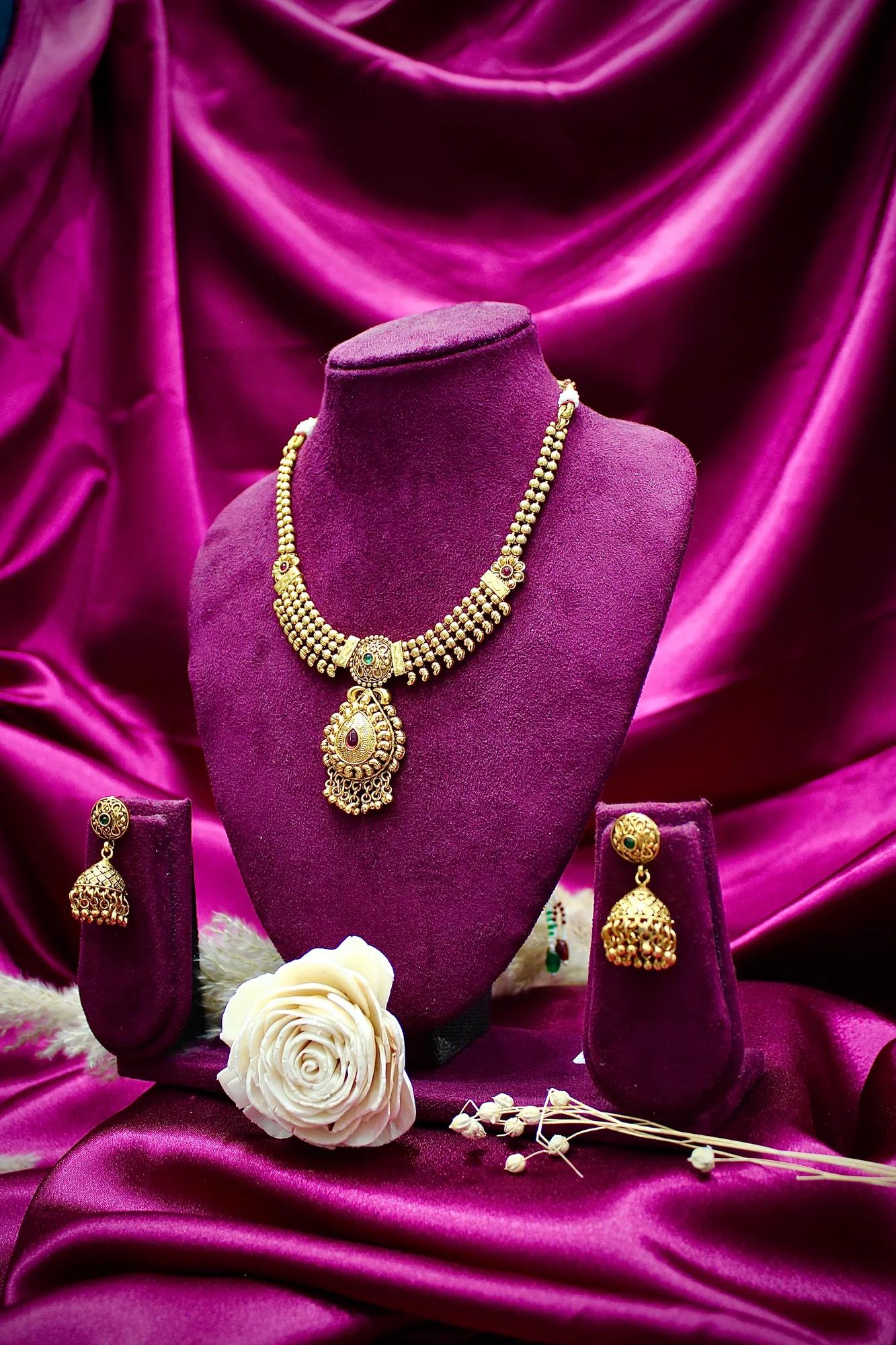 Antique Gold-Tone Temple Necklace Set