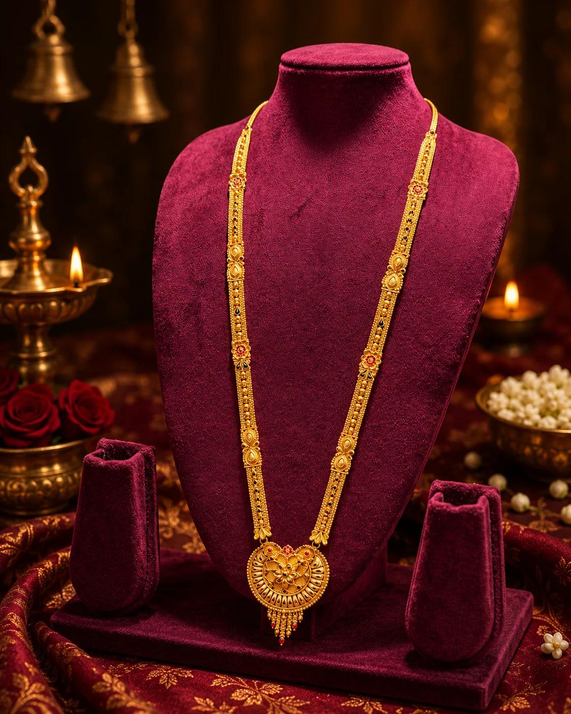 Royal Floral Long Pendant Gold Maharani Mangalsutra