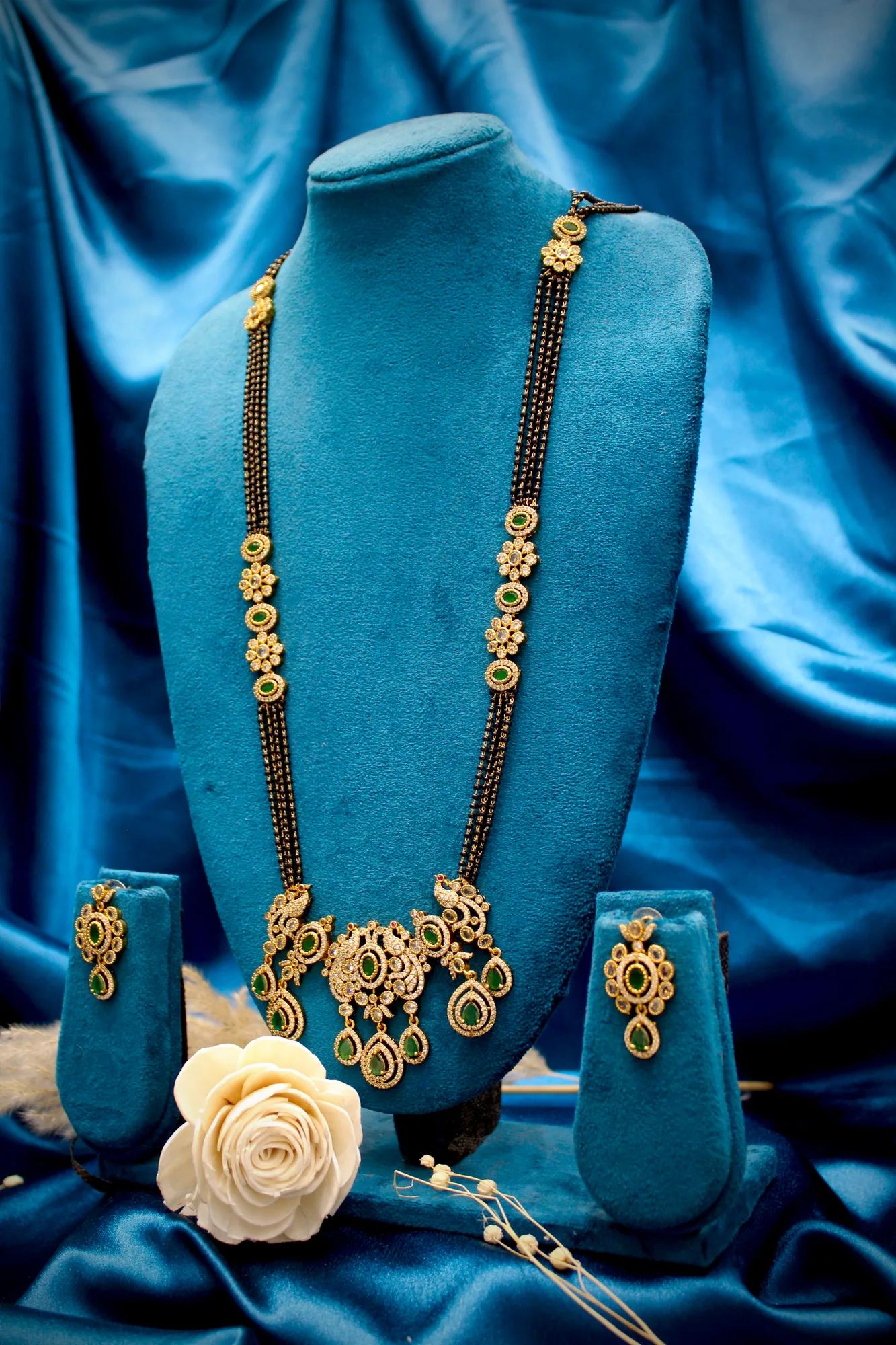Emerald Victorian Mangalsutra Necklace Set