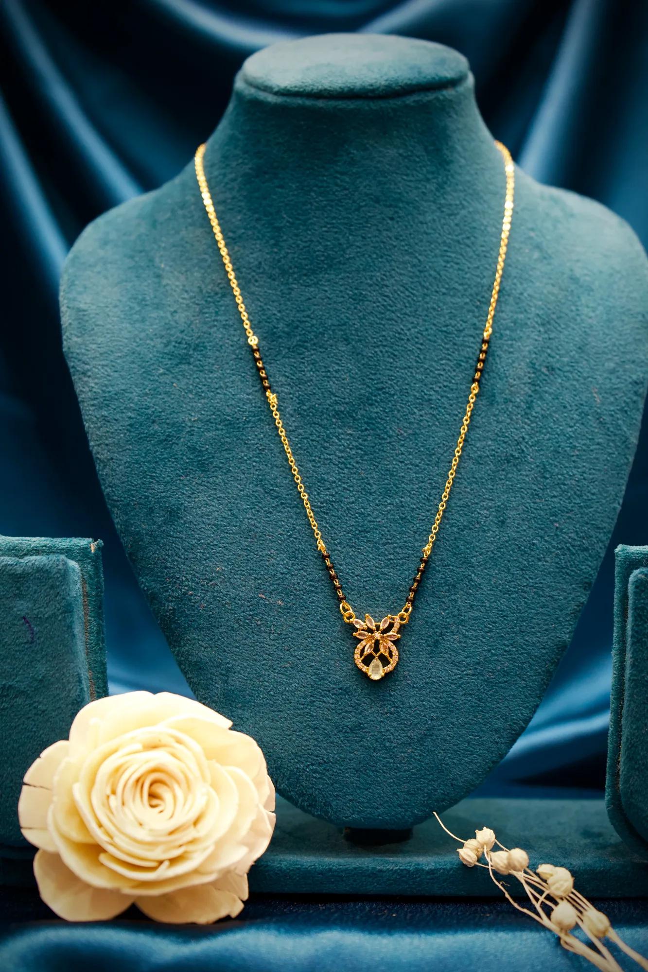 Butterfly Charm Diamond Cut Mangalsutra Necklace