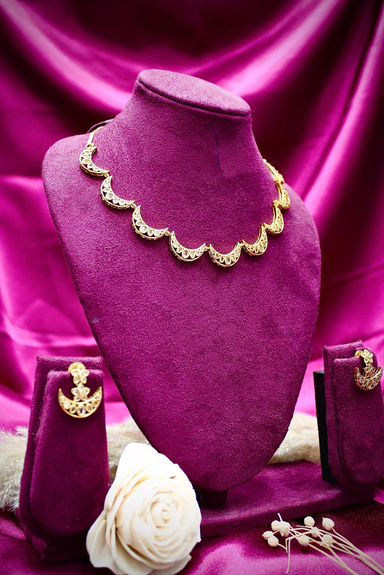 Crescent Kundan Necklace Set