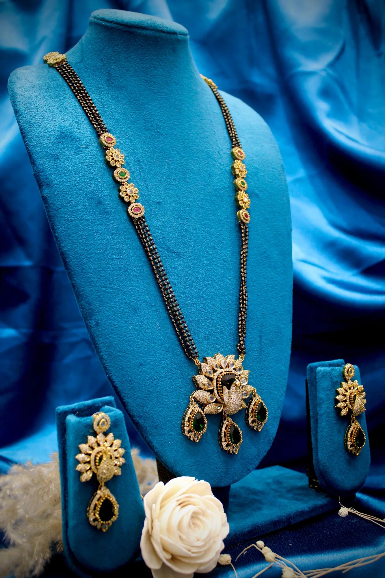 Peacock Floral Victorian Mangalsutra Set