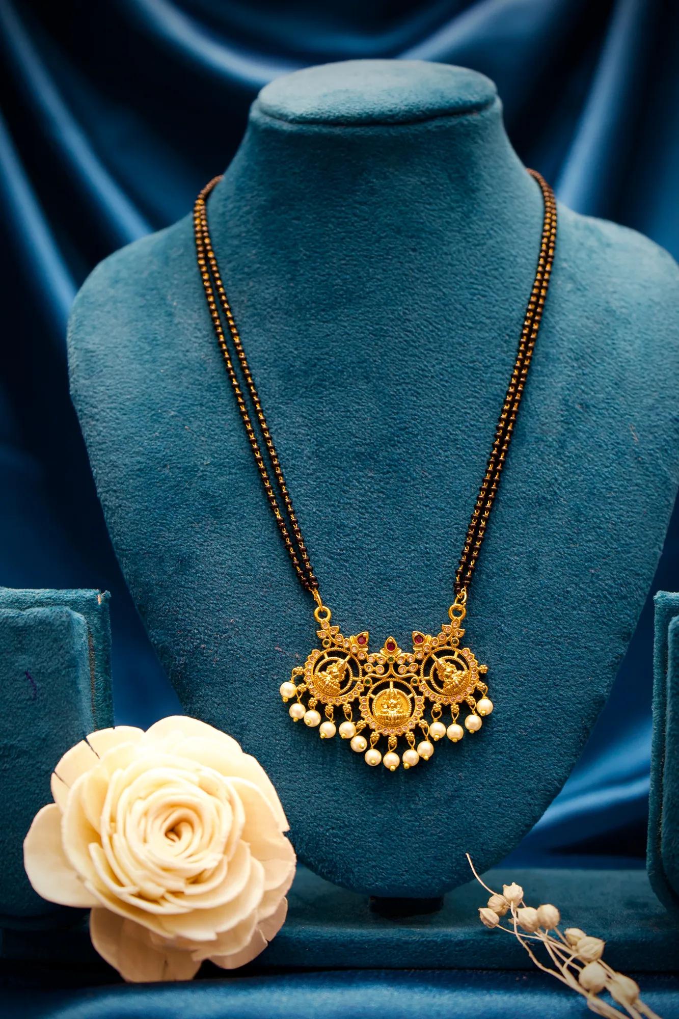 Lakshmi Temple Pearl Drop Designer Mangalsutra