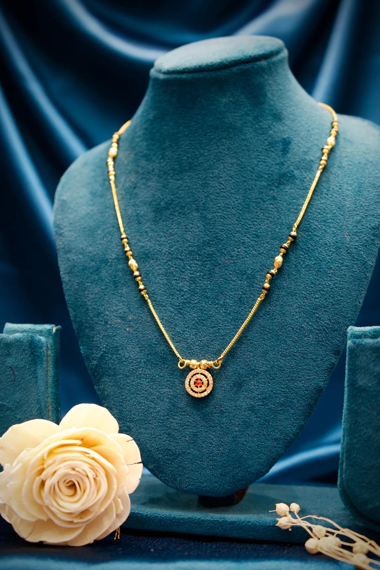 Classic Solitaire Circle Mangalsutra Pendant Necklace