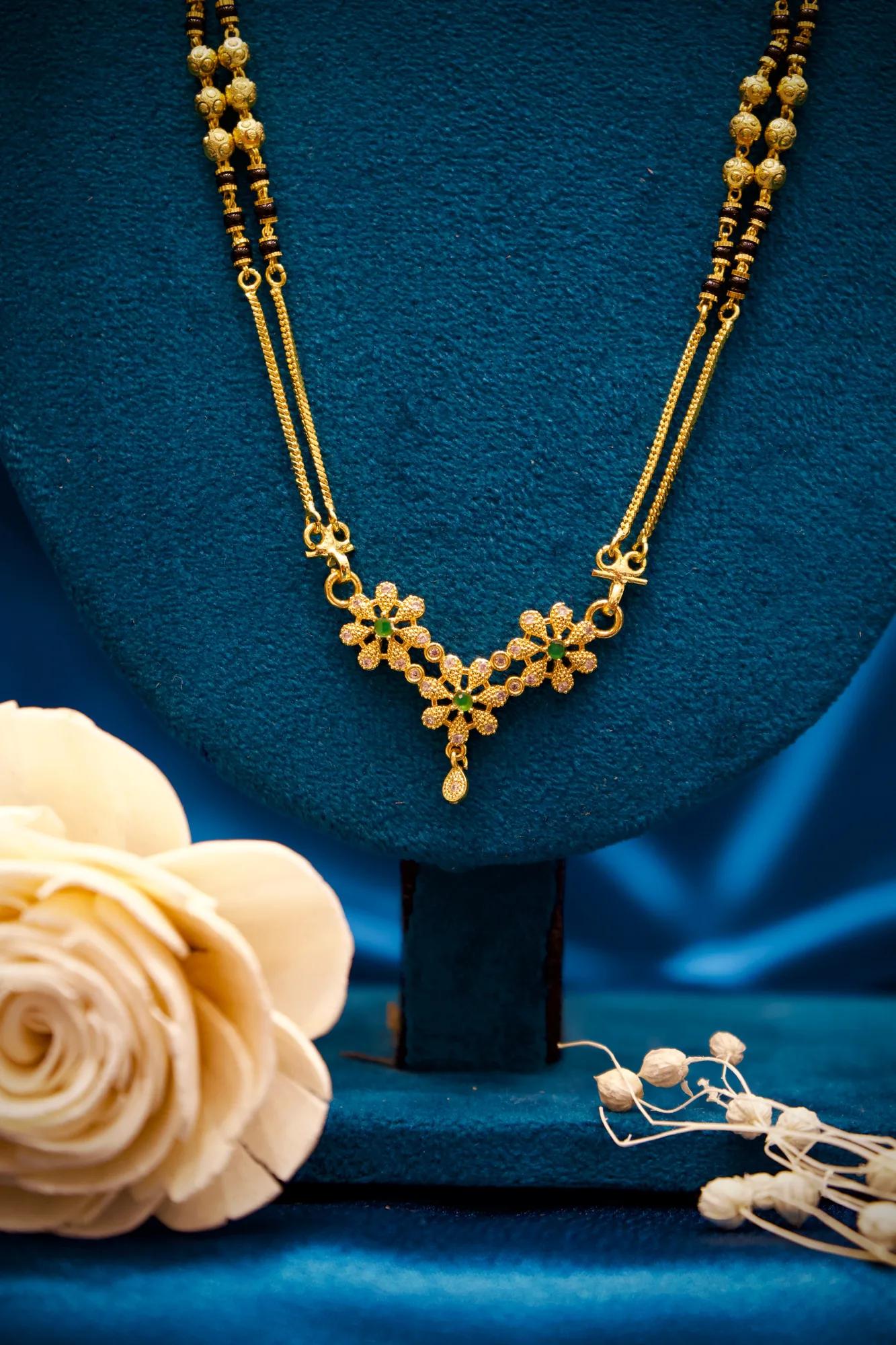Elegant Floral V-Shape Long Mangalsutra