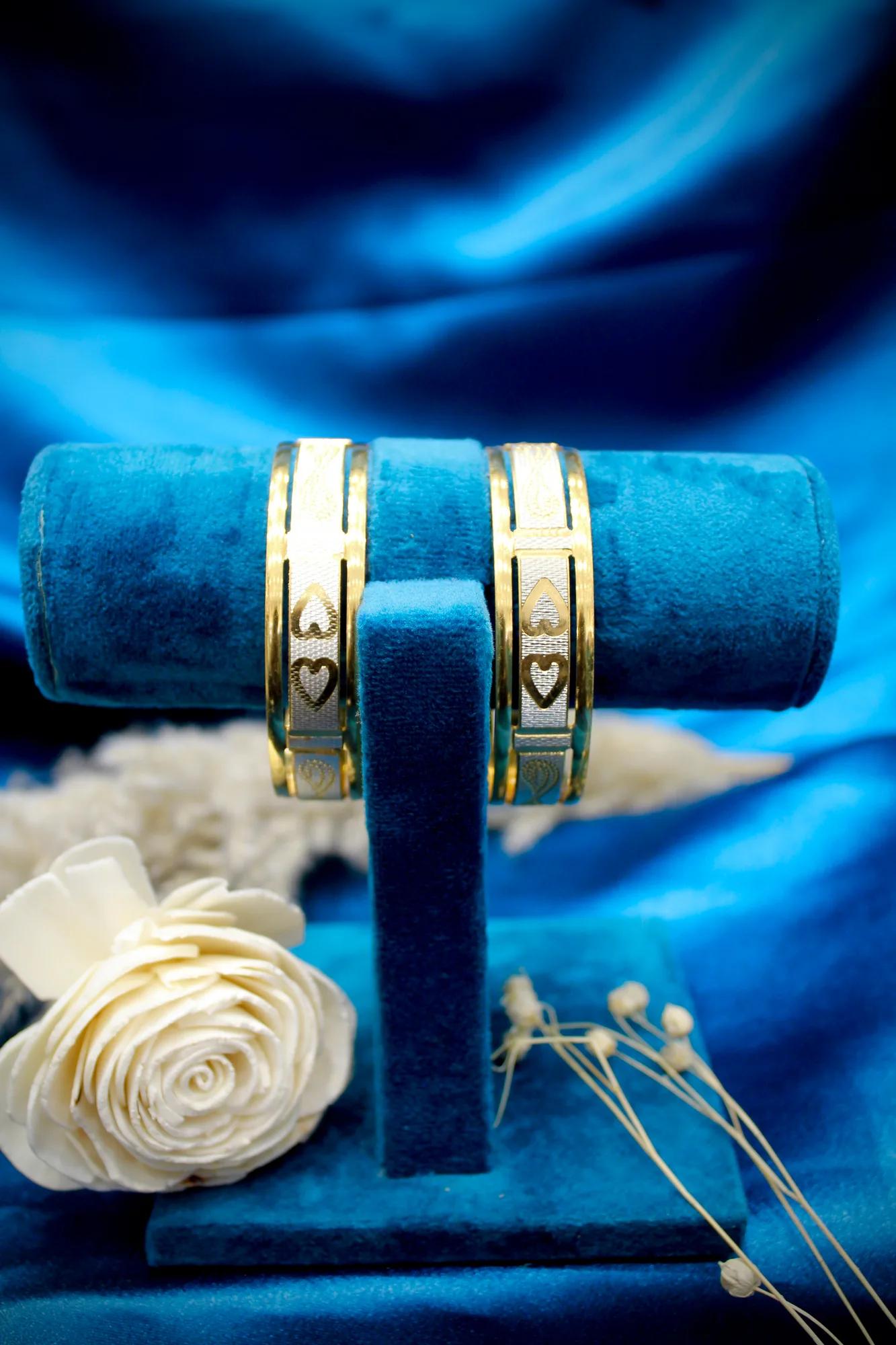 Dual Tone Infinity Heart Designer Bangle Set