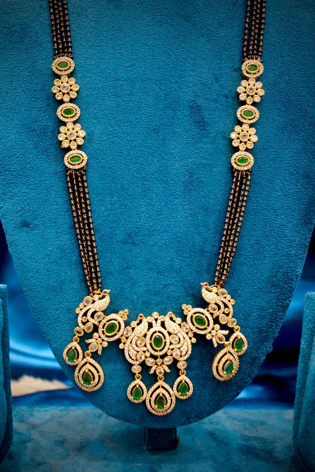 Emerald Victorian Mangalsutra Necklace Set
