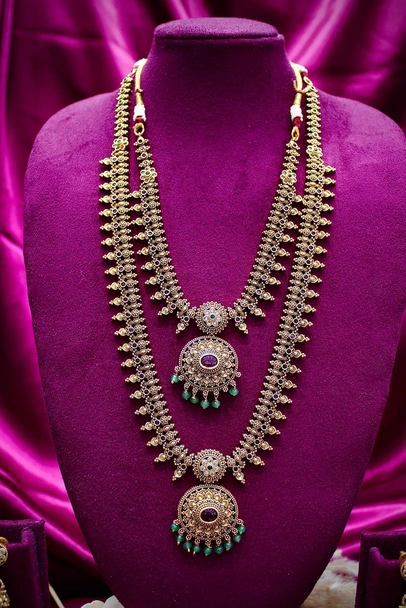 Dual Layer Antique Coin Pendant Necklace Set