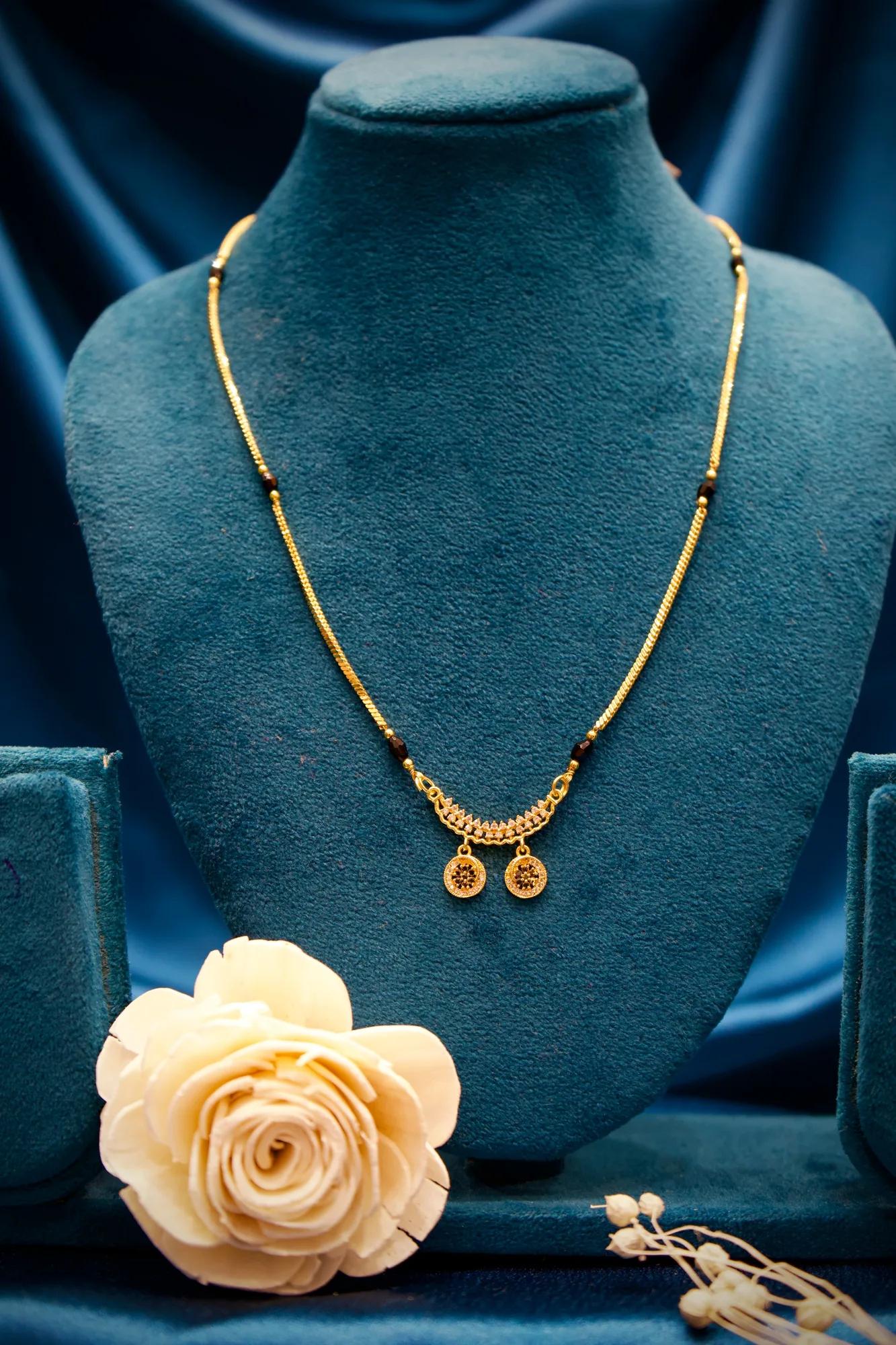 Graceful Stone-Studded Dual Charm Mangalsutra