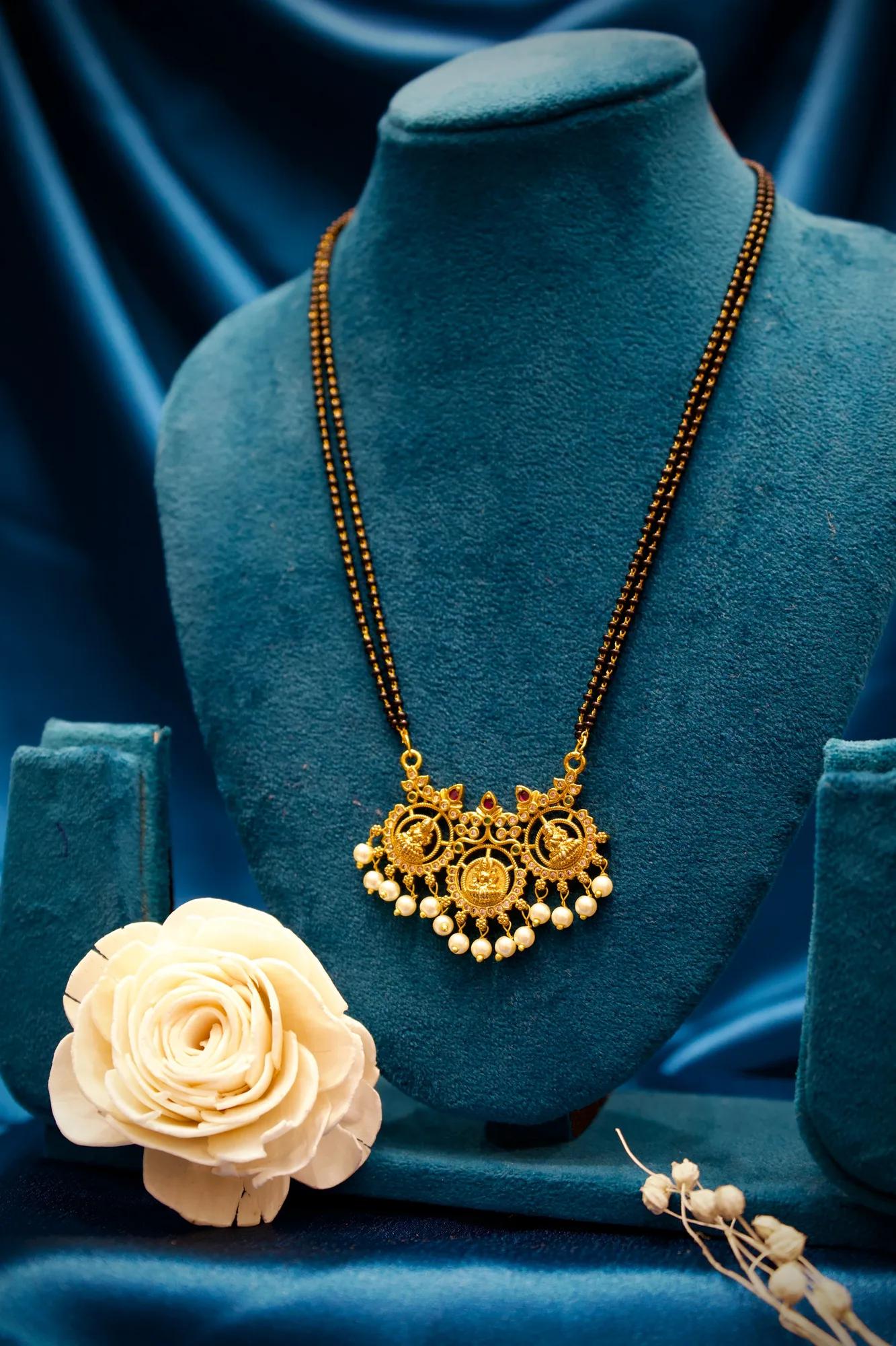 Lakshmi Temple Pearl Drop Designer Mangalsutra