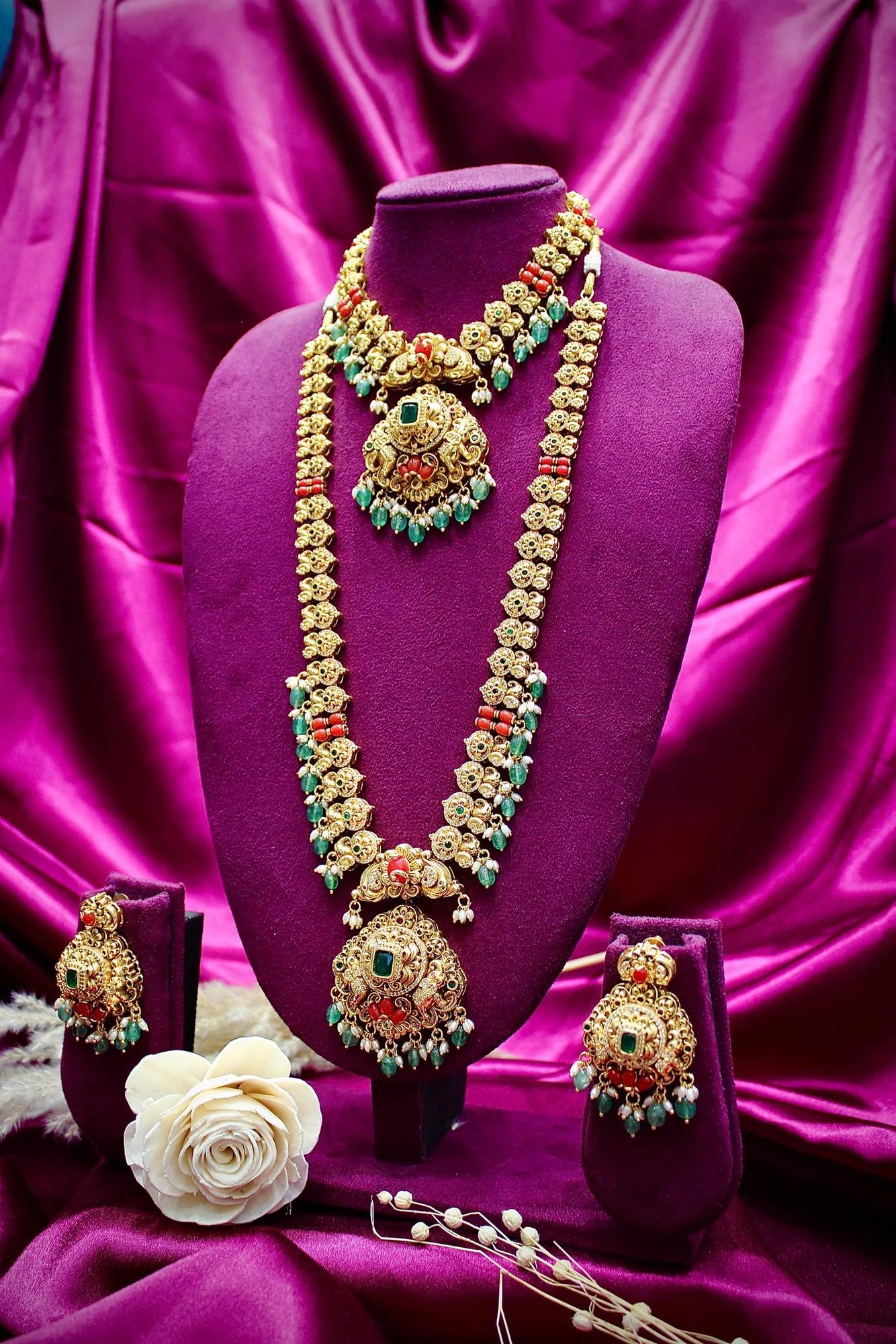 Royal Antique Floral Long Haram Set
