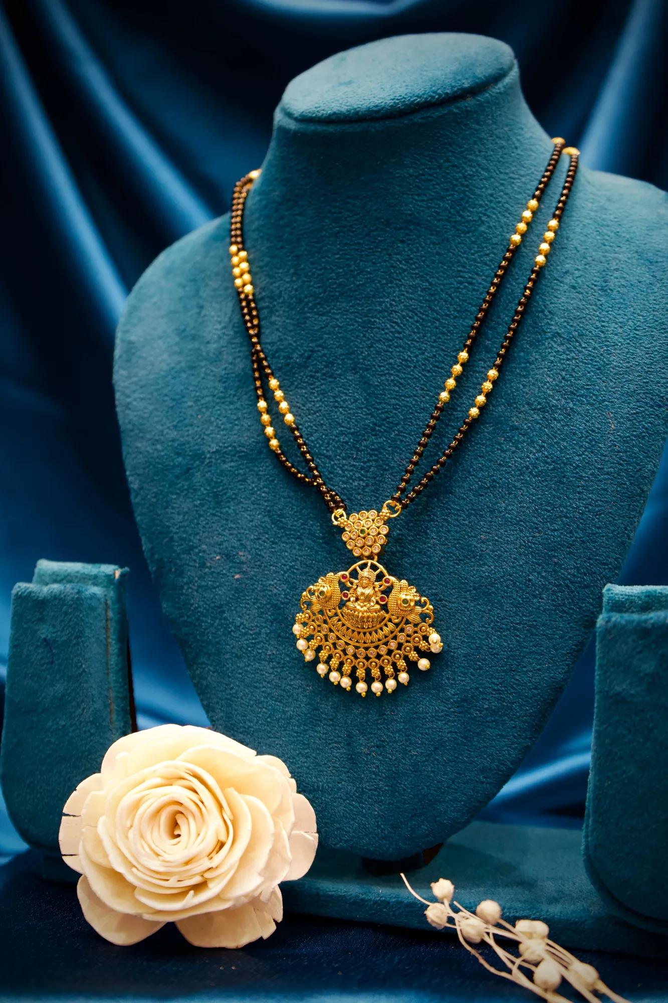 Royal Lakshmi Peacock Temple Mangalsutra Necklace