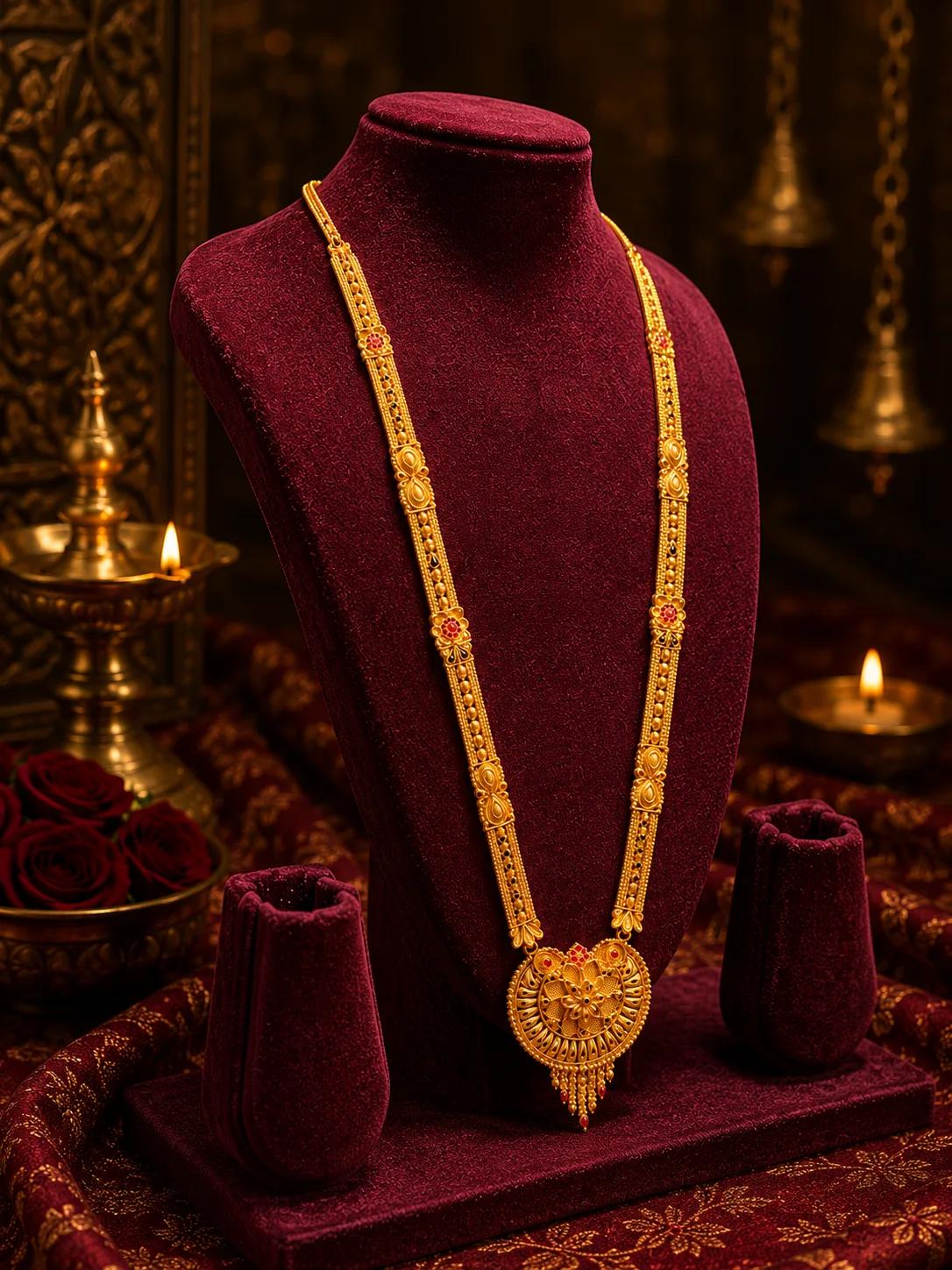 Royal Floral Long Pendant Gold Maharani Mangalsutra