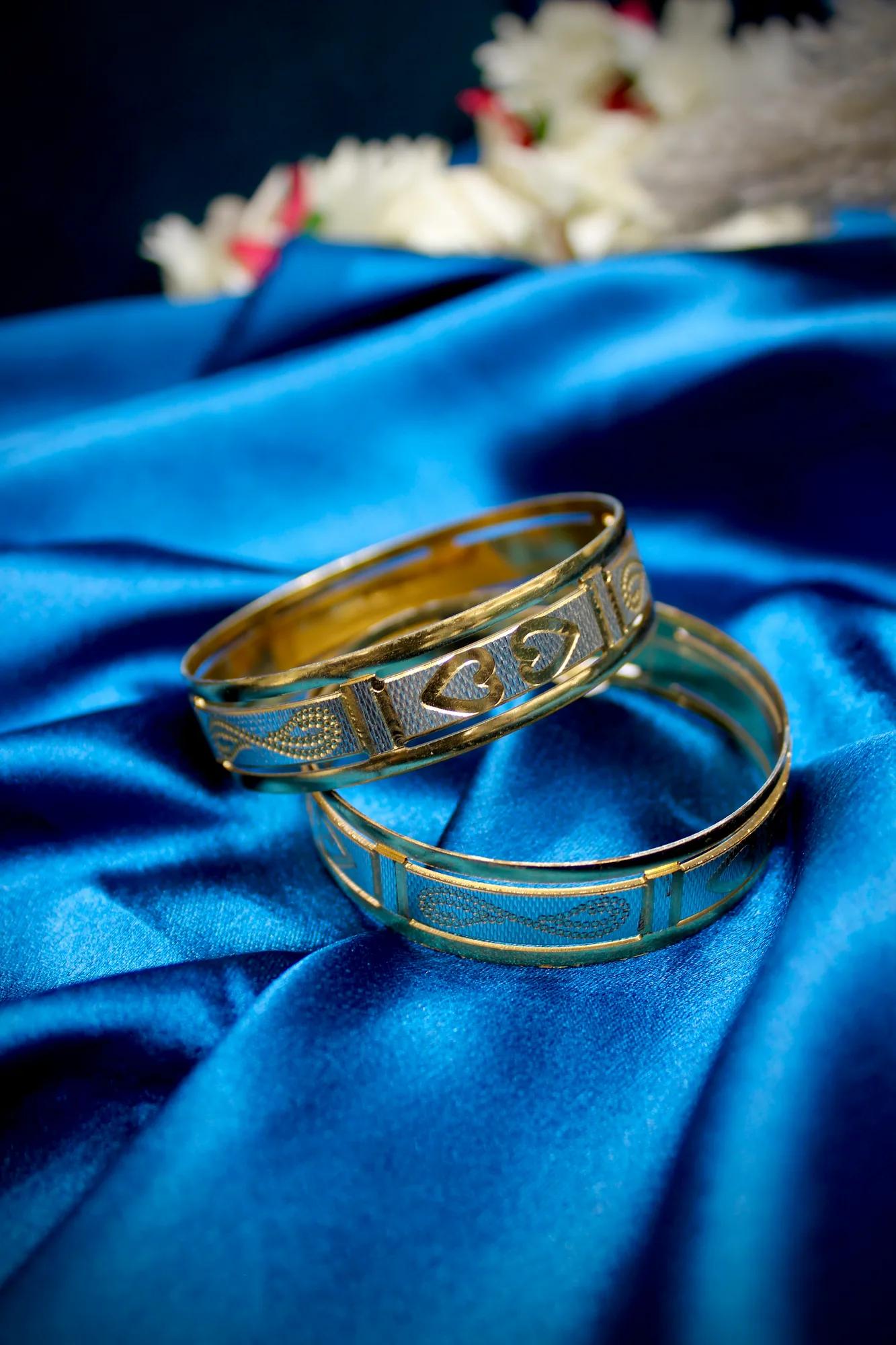 Dual Tone Infinity Heart Designer Bangle Set
