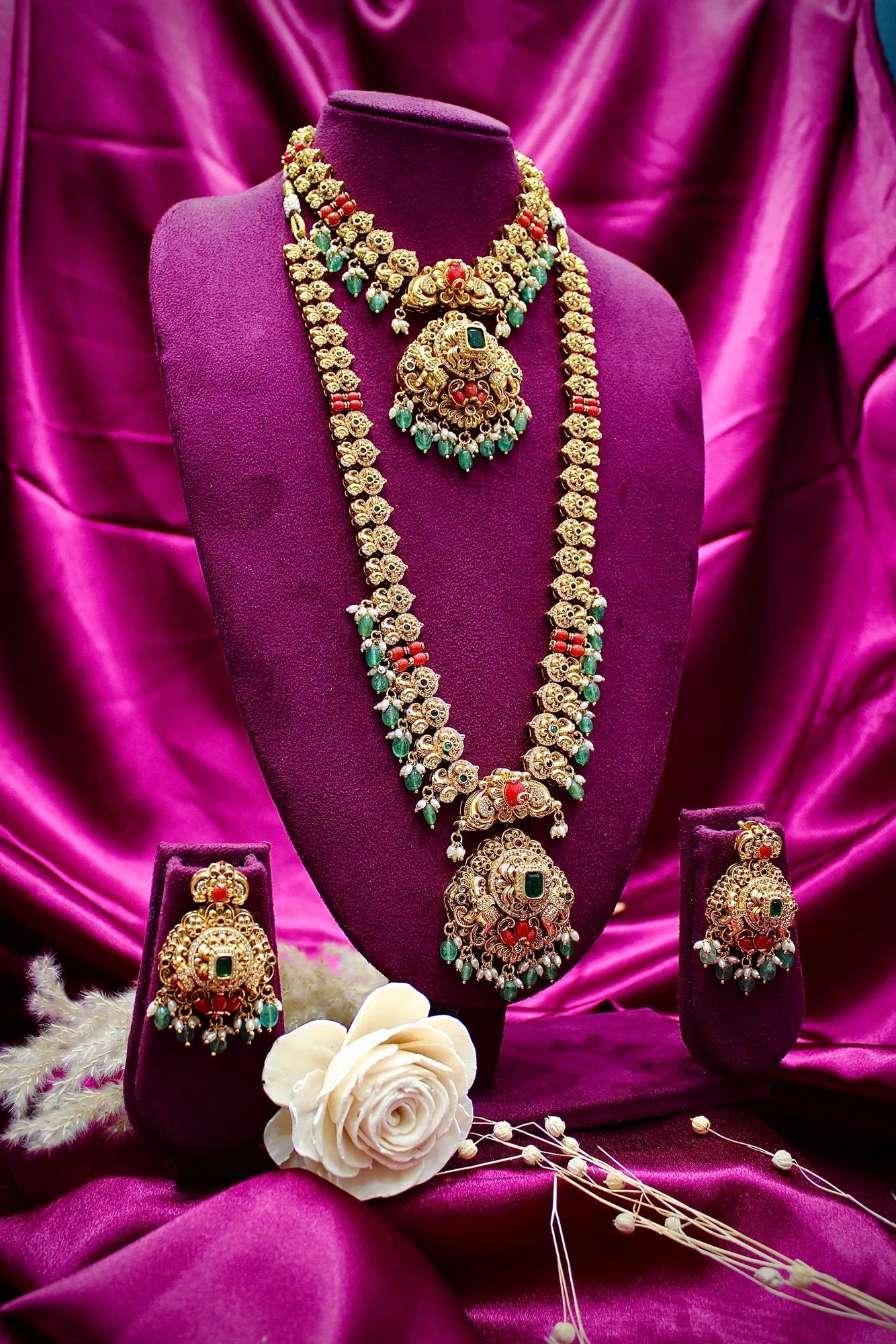 Royal Antique Floral Long Haram Set