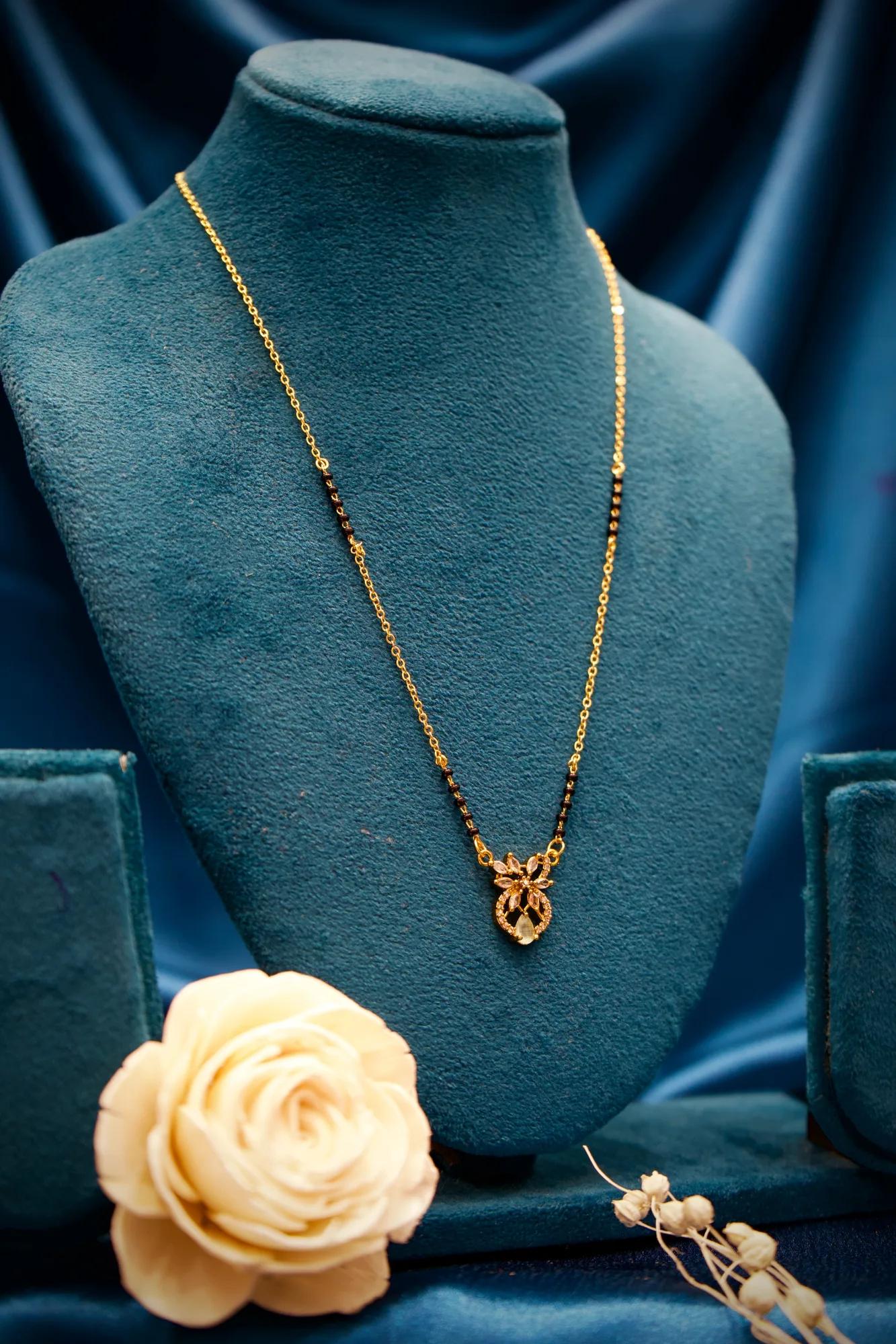 Butterfly Charm Diamond Cut Mangalsutra Necklace