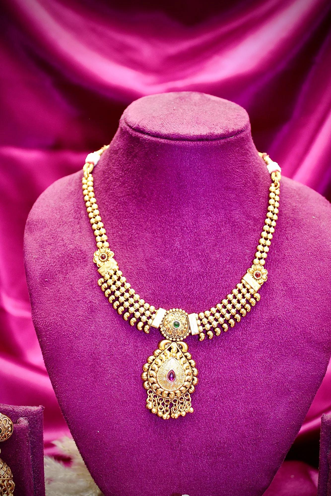 Antique Gold-Tone Temple Necklace Set