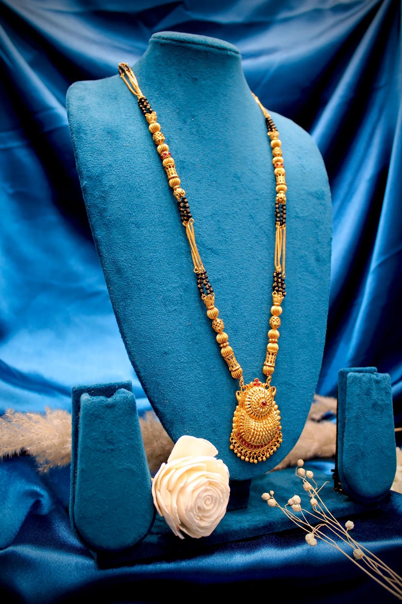 Antique Gold Temple Pendant Mangalsutra Necklace