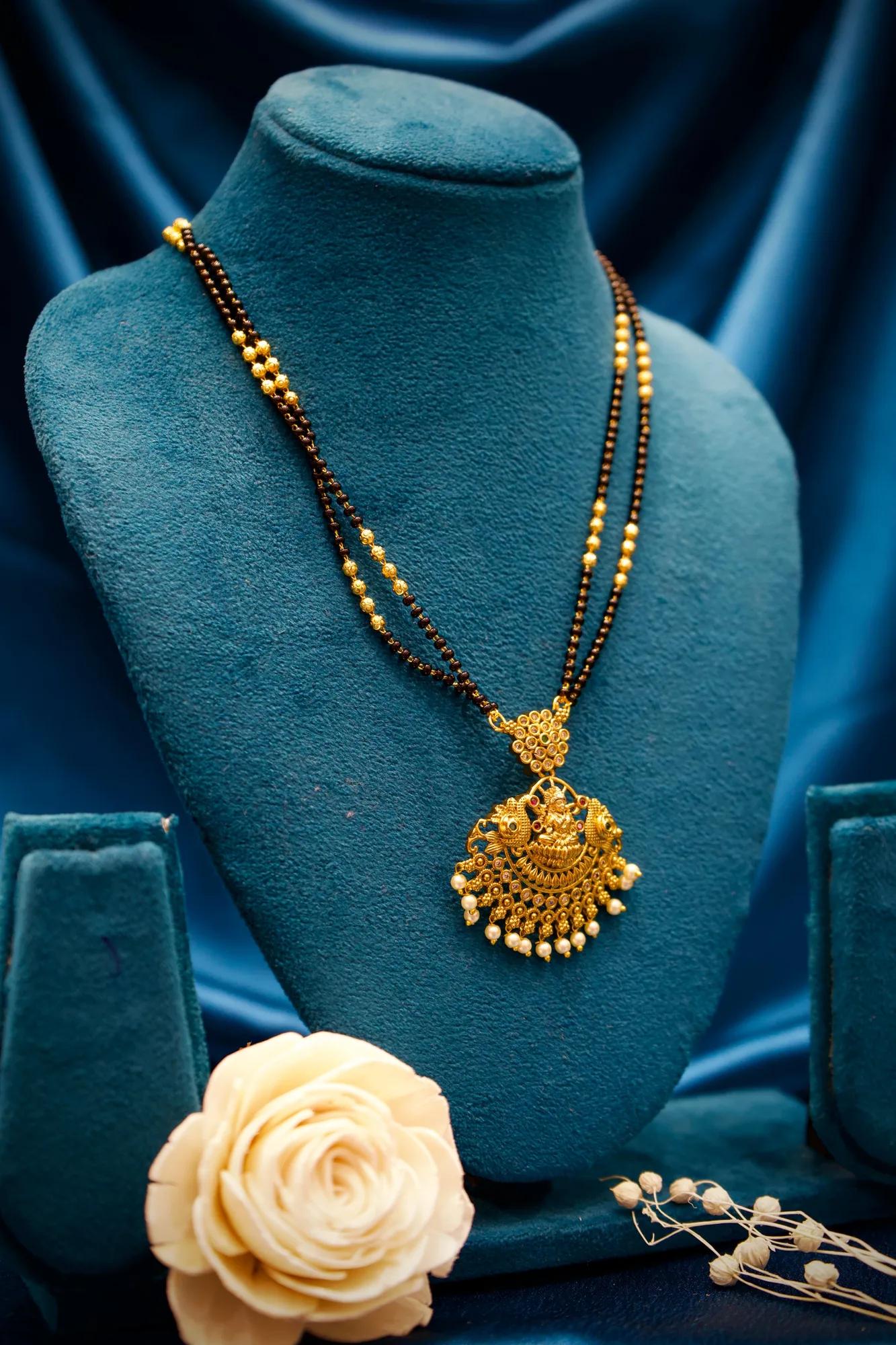Royal Lakshmi Peacock Temple Mangalsutra Necklace