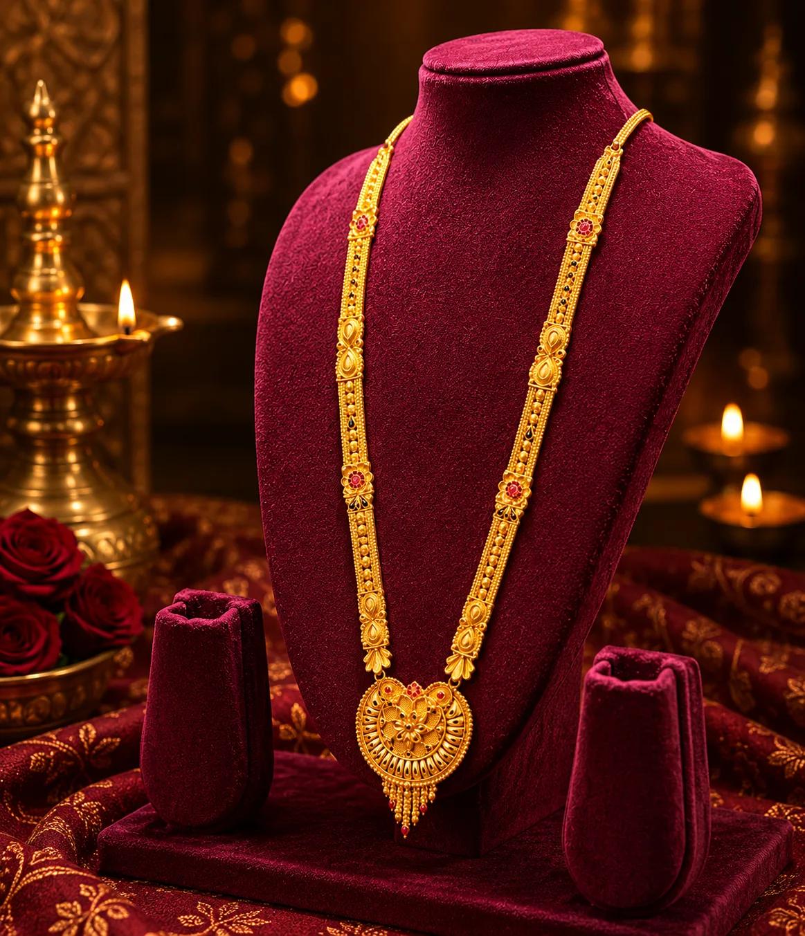 Royal Floral Long Pendant Gold Maharani Mangalsutra