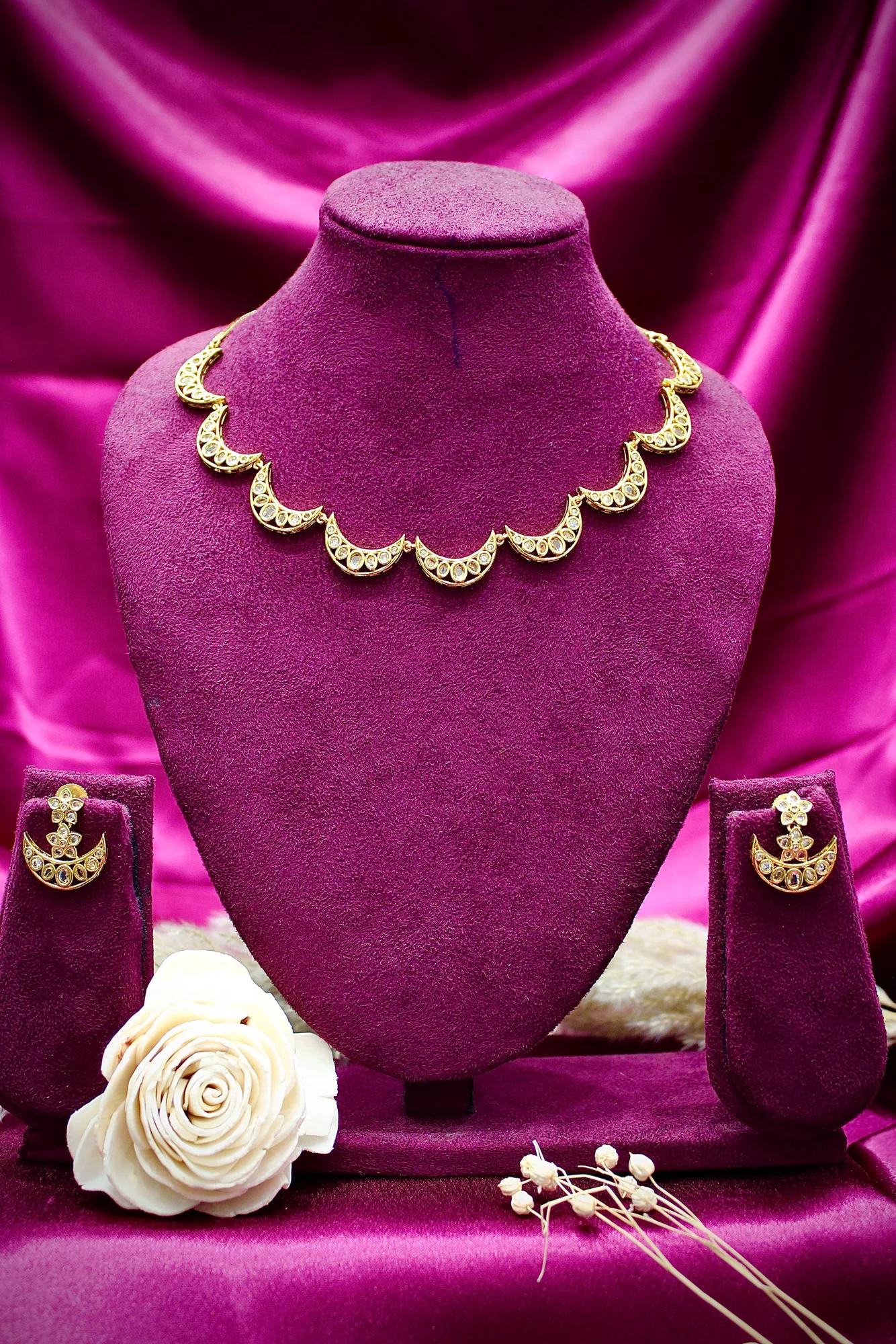 Crescent Kundan Necklace Set