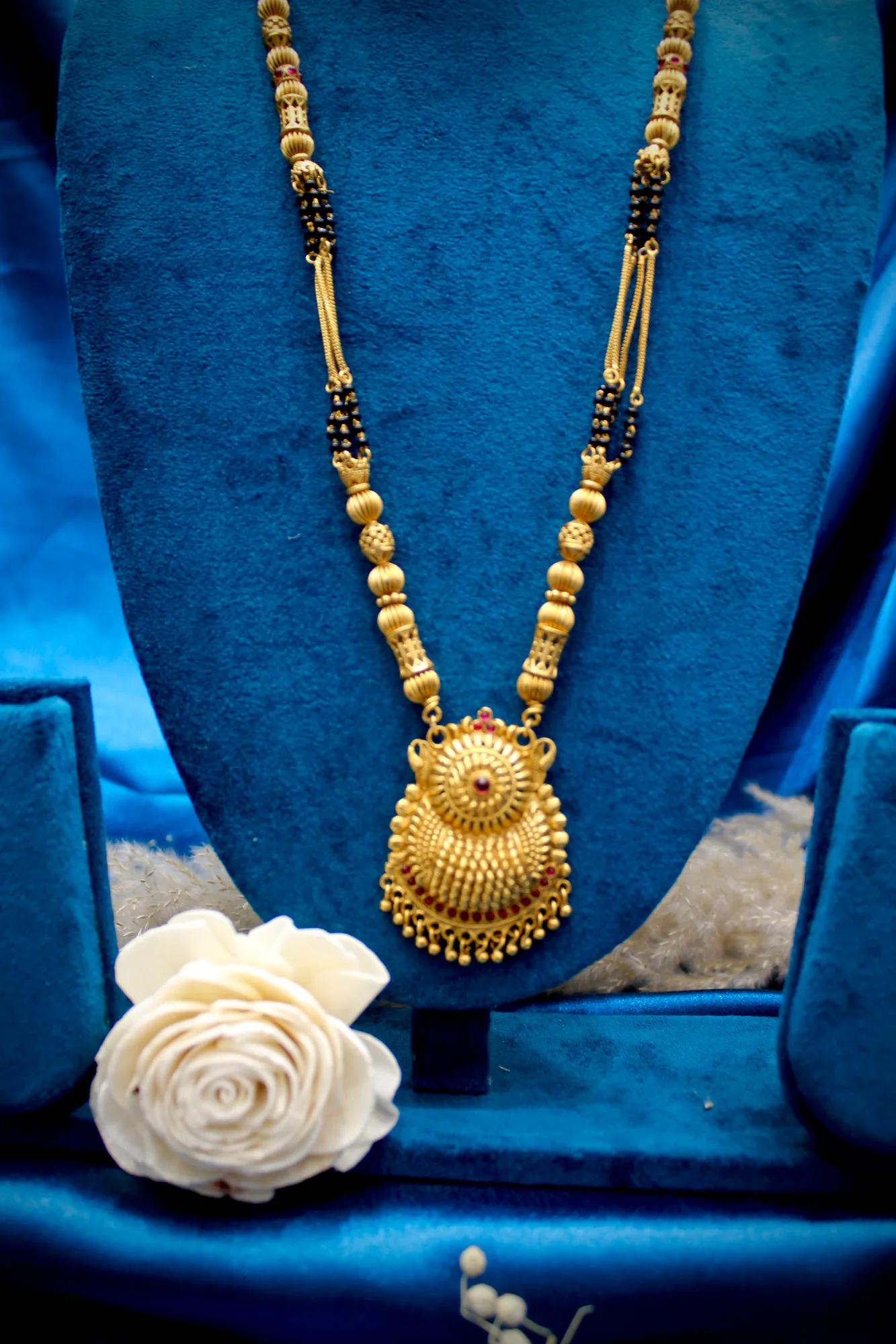 Antique Gold Temple Pendant Mangalsutra Necklace