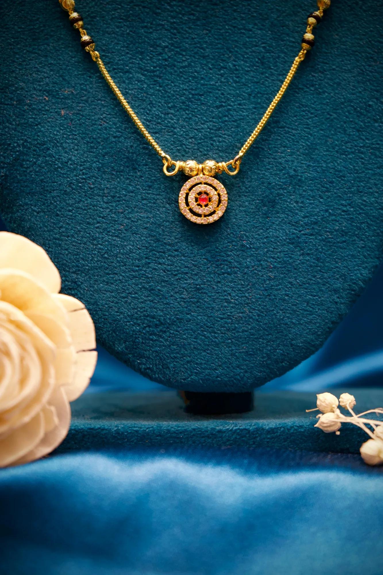 Classic Solitaire Circle Mangalsutra Pendant Necklace