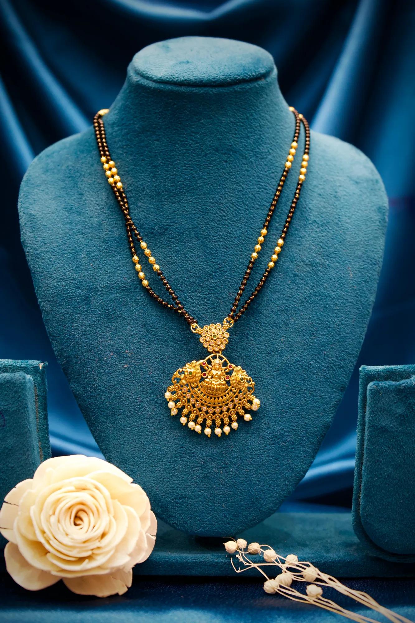 Royal Lakshmi Peacock Temple Mangalsutra Necklace