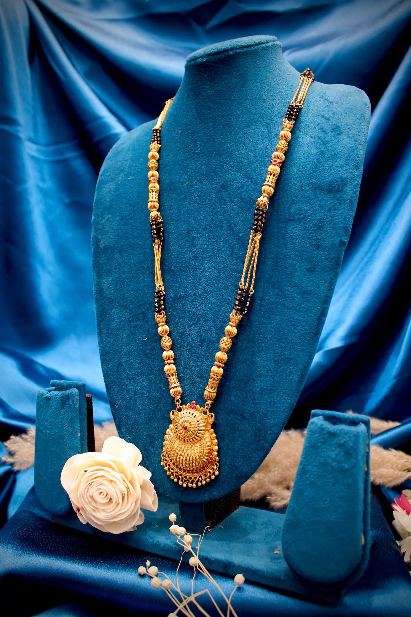 Antique Gold Temple Pendant Mangalsutra Necklace