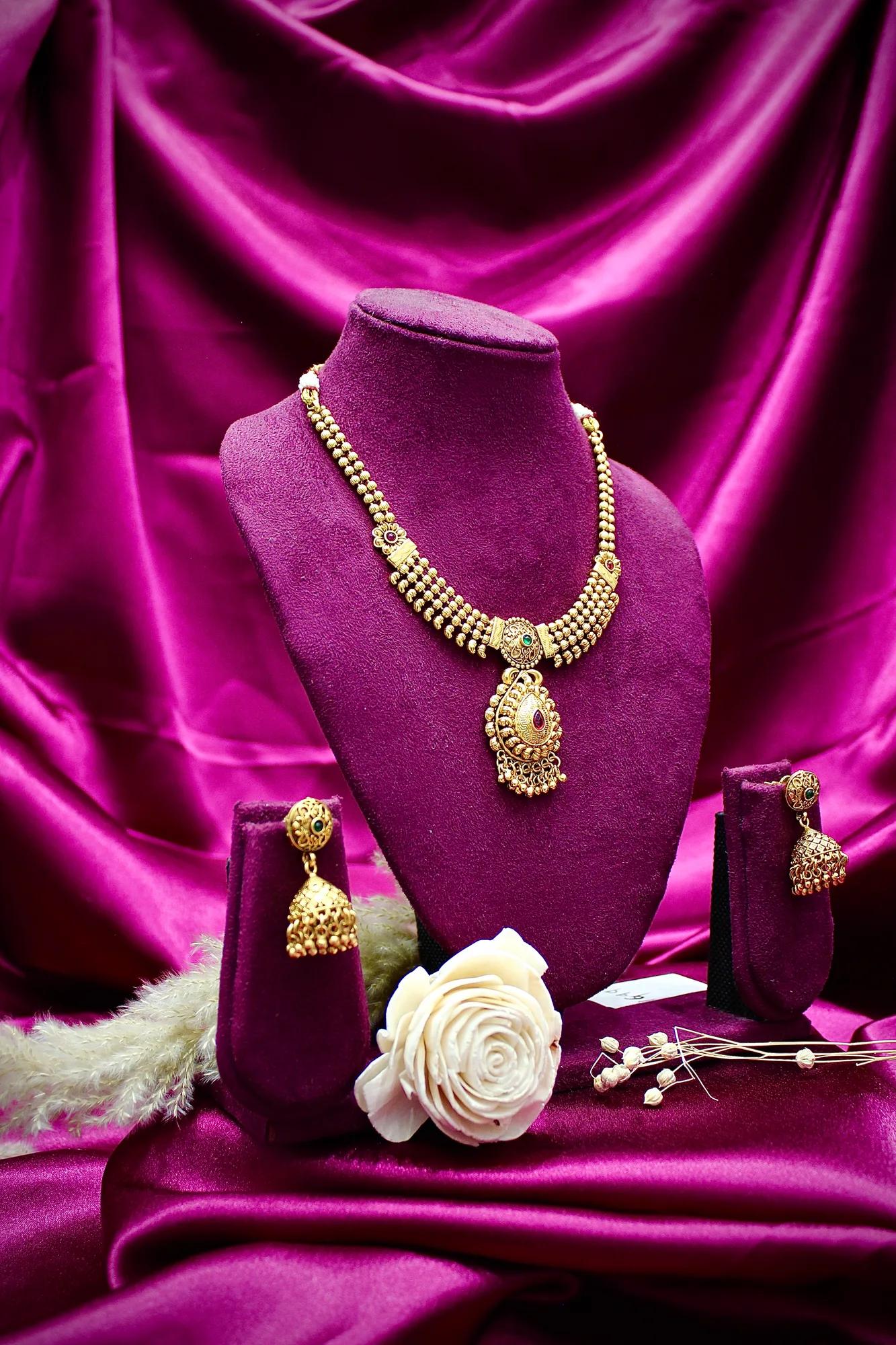 Antique Gold-Tone Temple Necklace Set