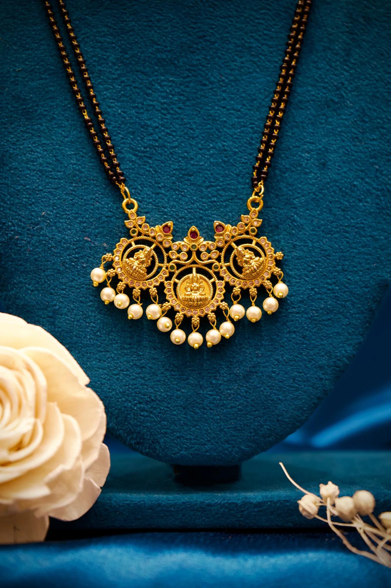 Lakshmi Temple Pearl Drop Designer Mangalsutra