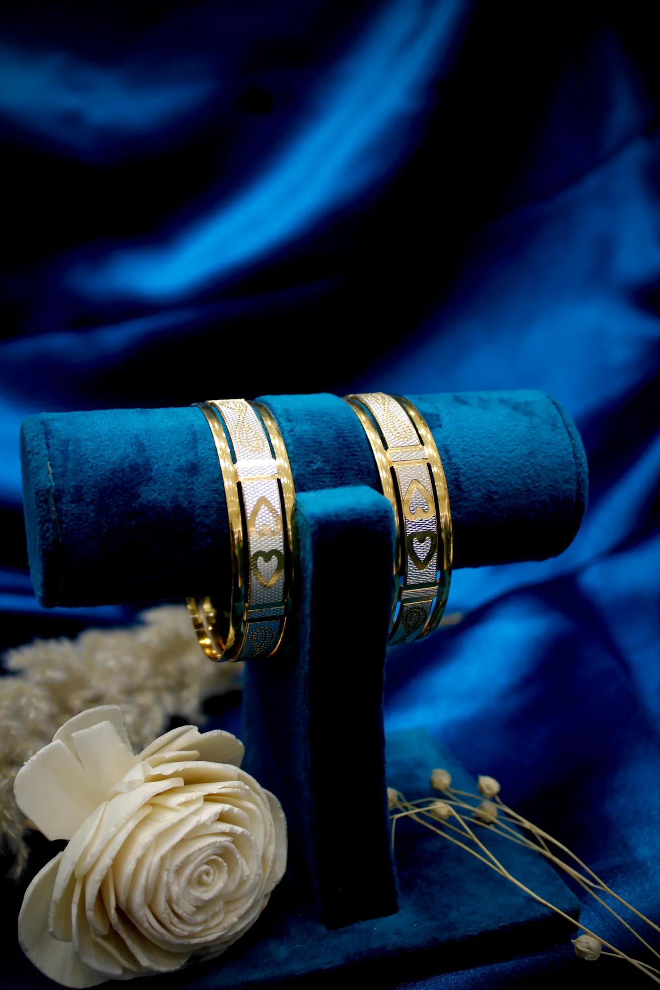 Dual Tone Infinity Heart Designer Bangle Set