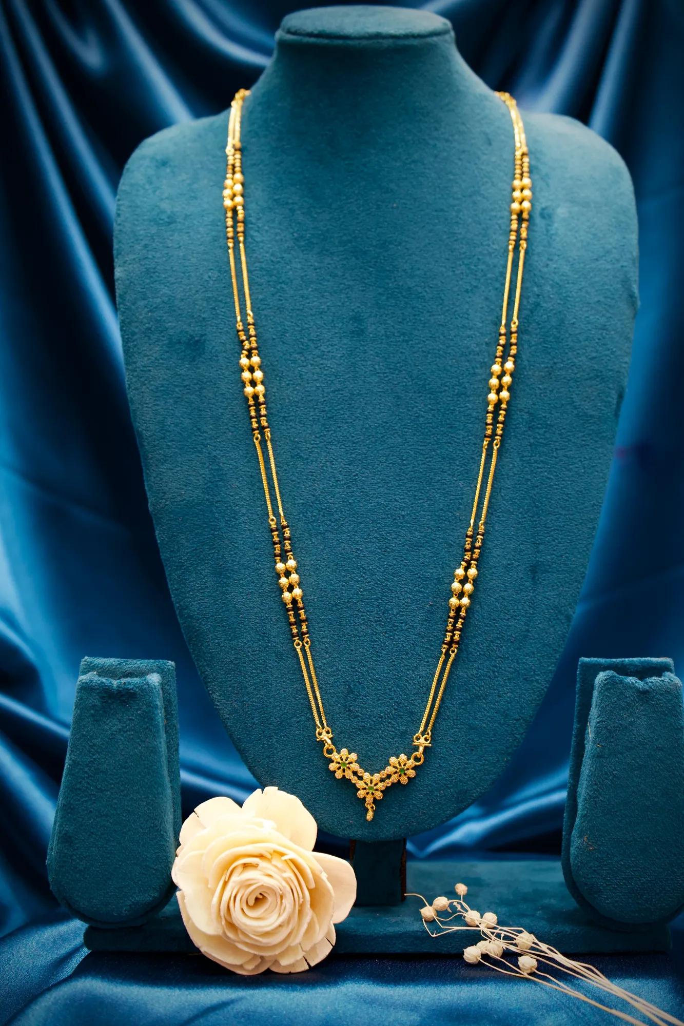 Elegant Floral V-Shape Long Mangalsutra