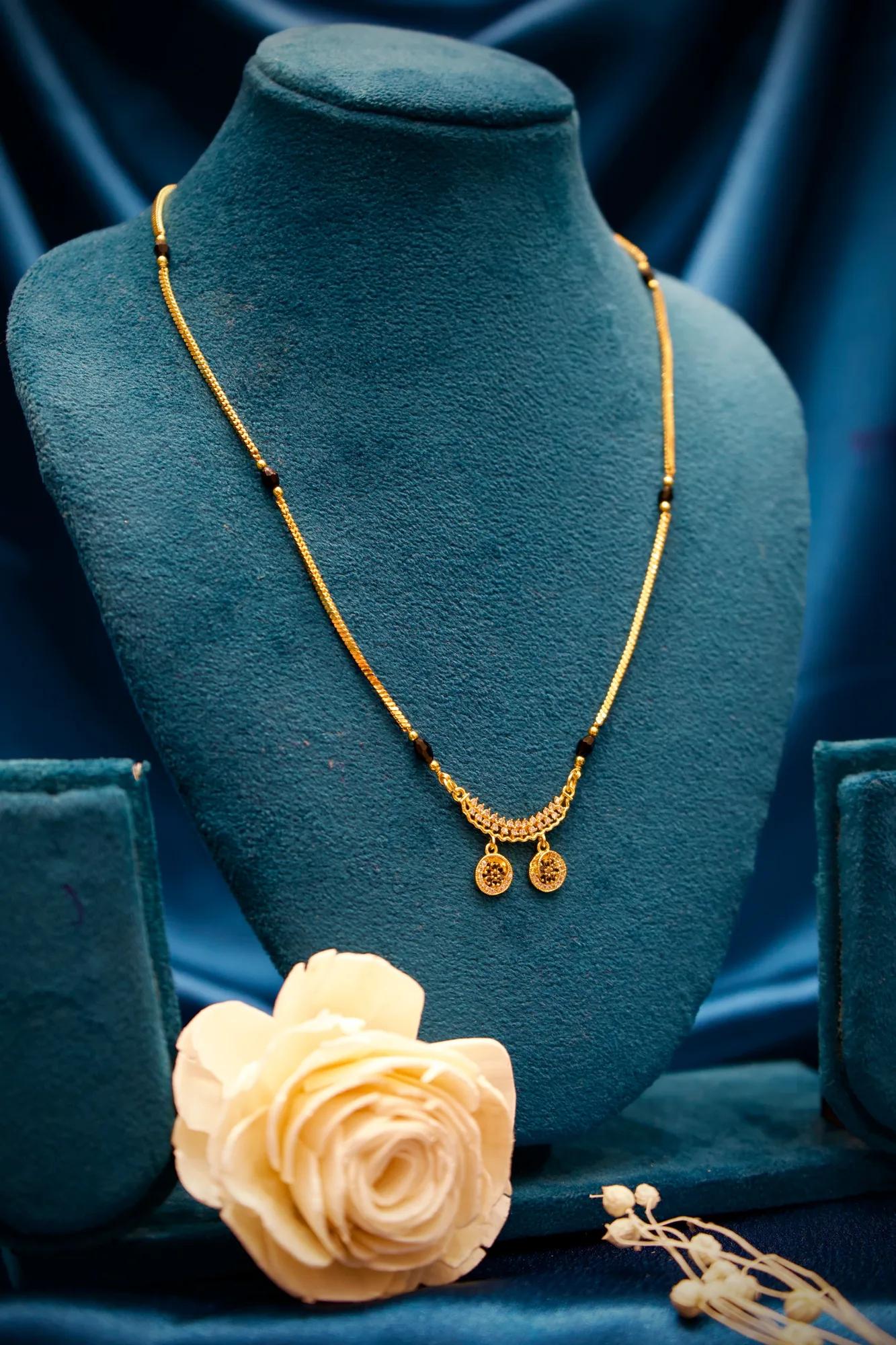 Graceful Stone-Studded Dual Charm Mangalsutra