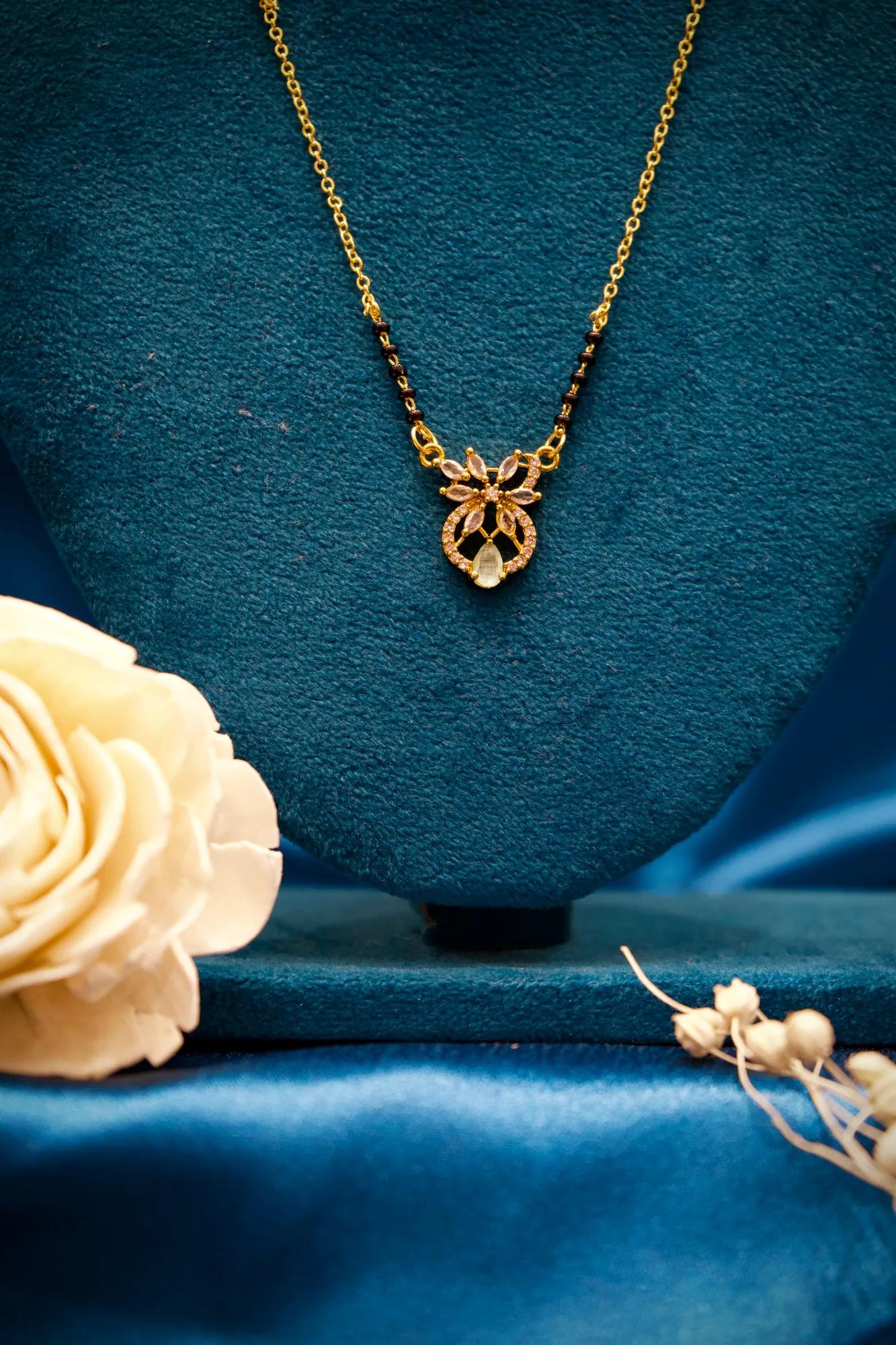 Butterfly Charm Diamond Cut Mangalsutra Necklace