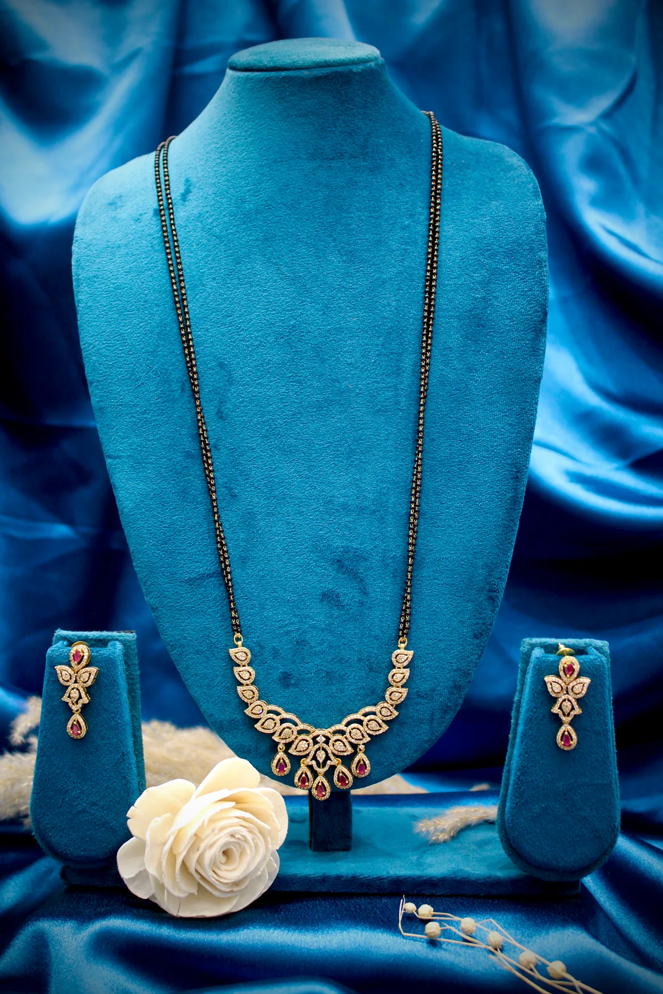 Ruby Leaf Victorian Mangalsutra Set