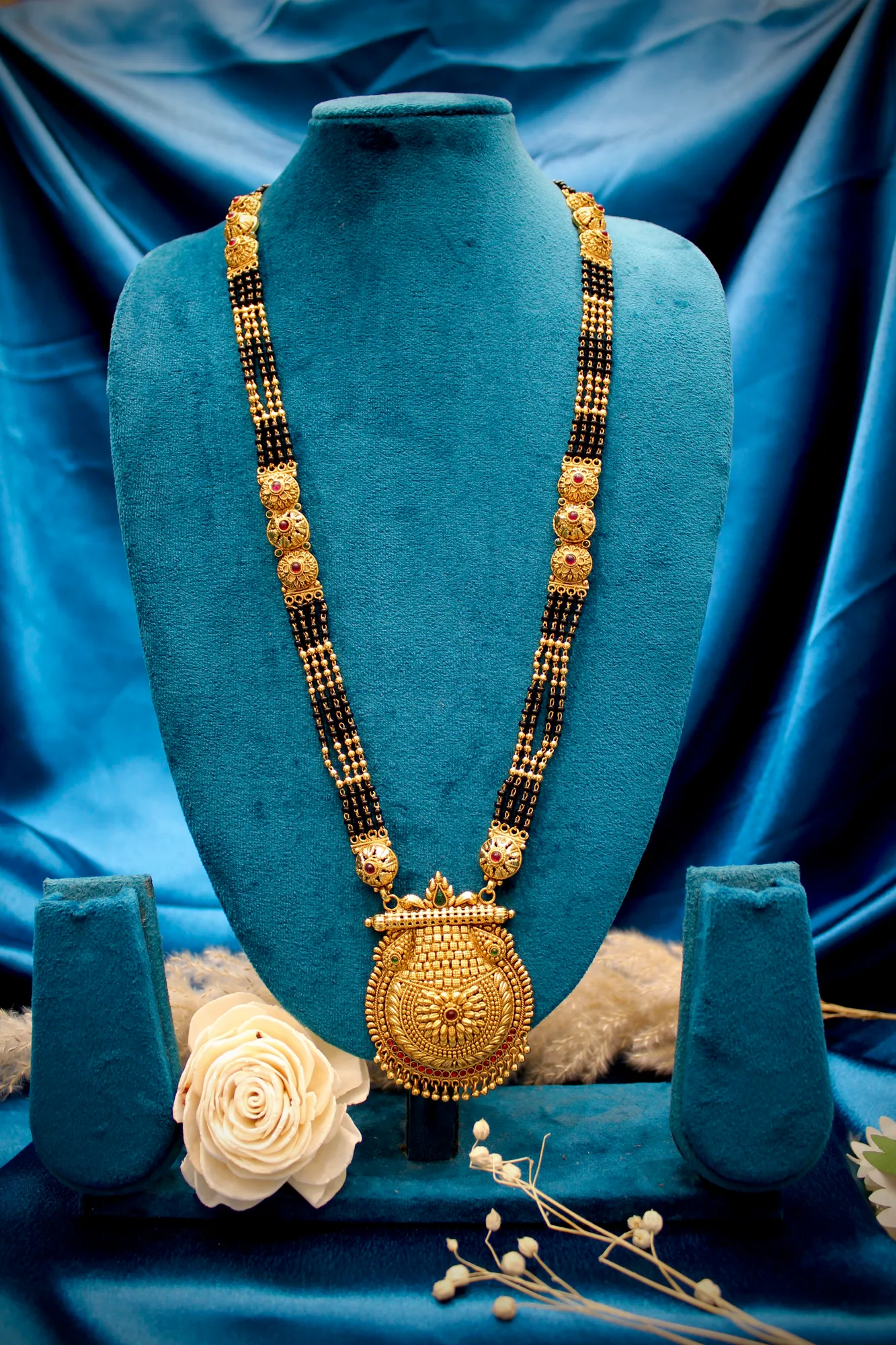 Royal Antique Temple Long Mangalsutra with Grand Circular Pendant