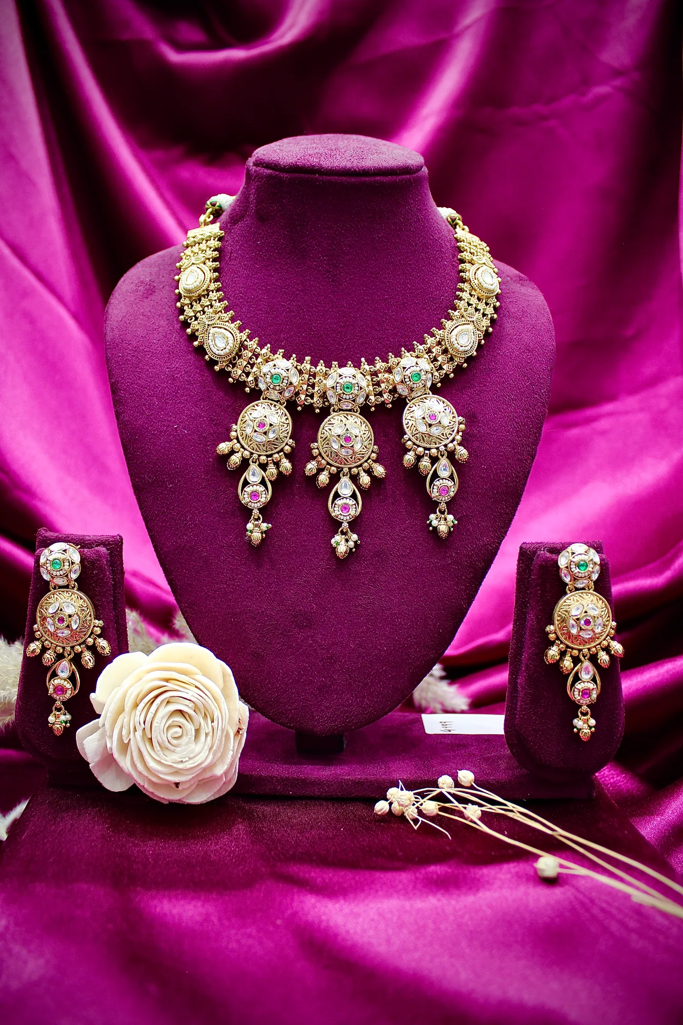 Royal Kundan Drop Statement Necklace Set