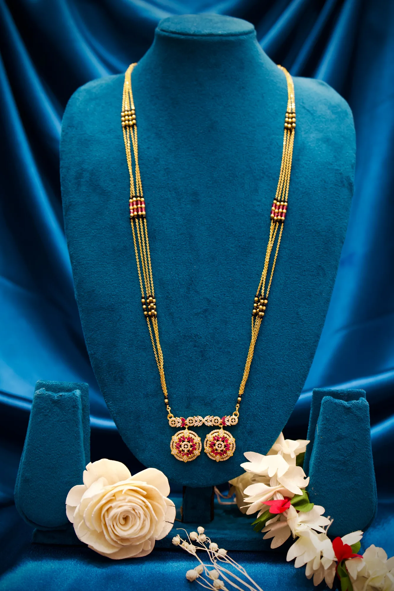 Royal Floral Stone-Studded Long Mangalsutra