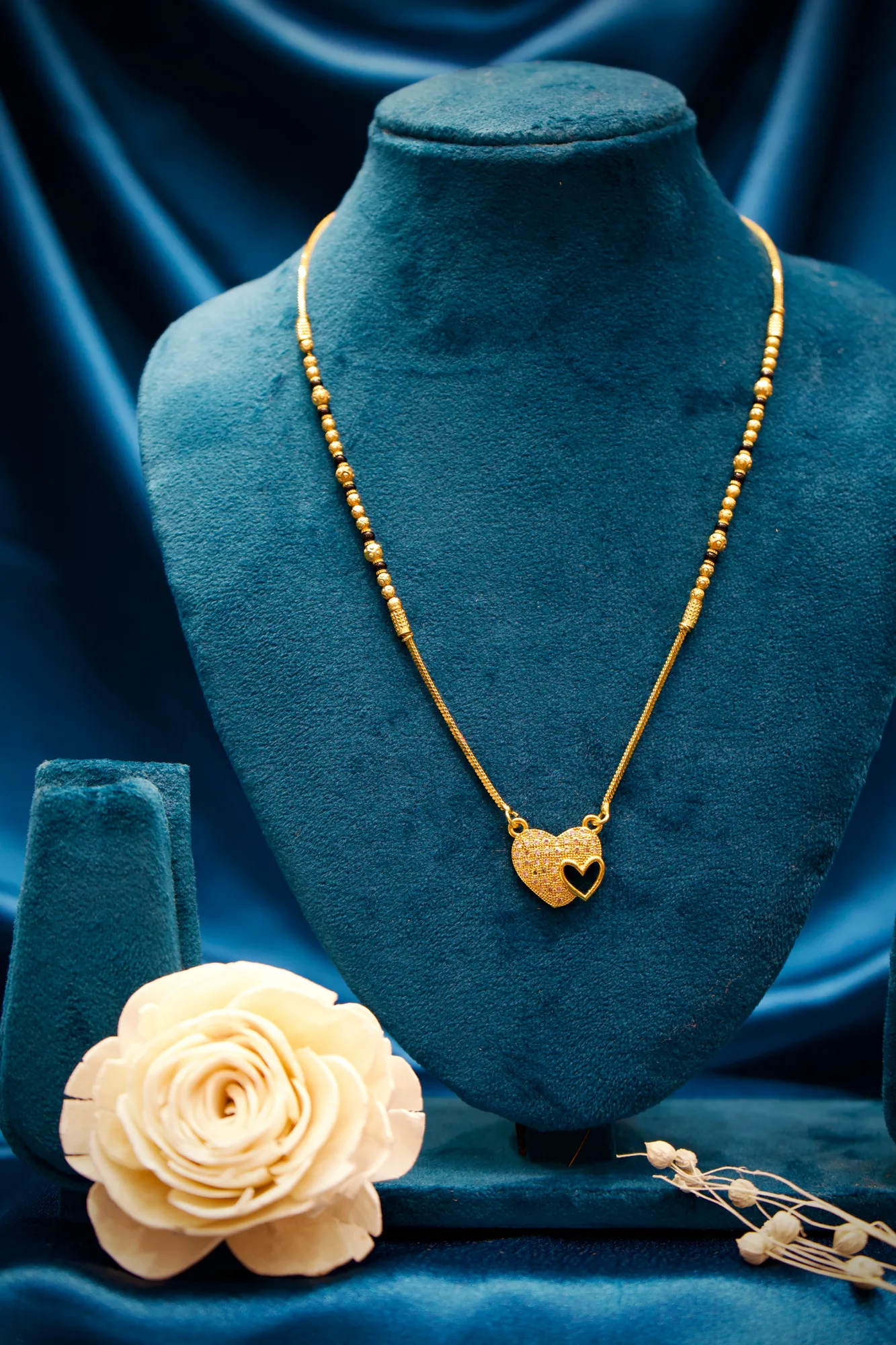 Elegant Heart Charm Mangalsutra Necklace